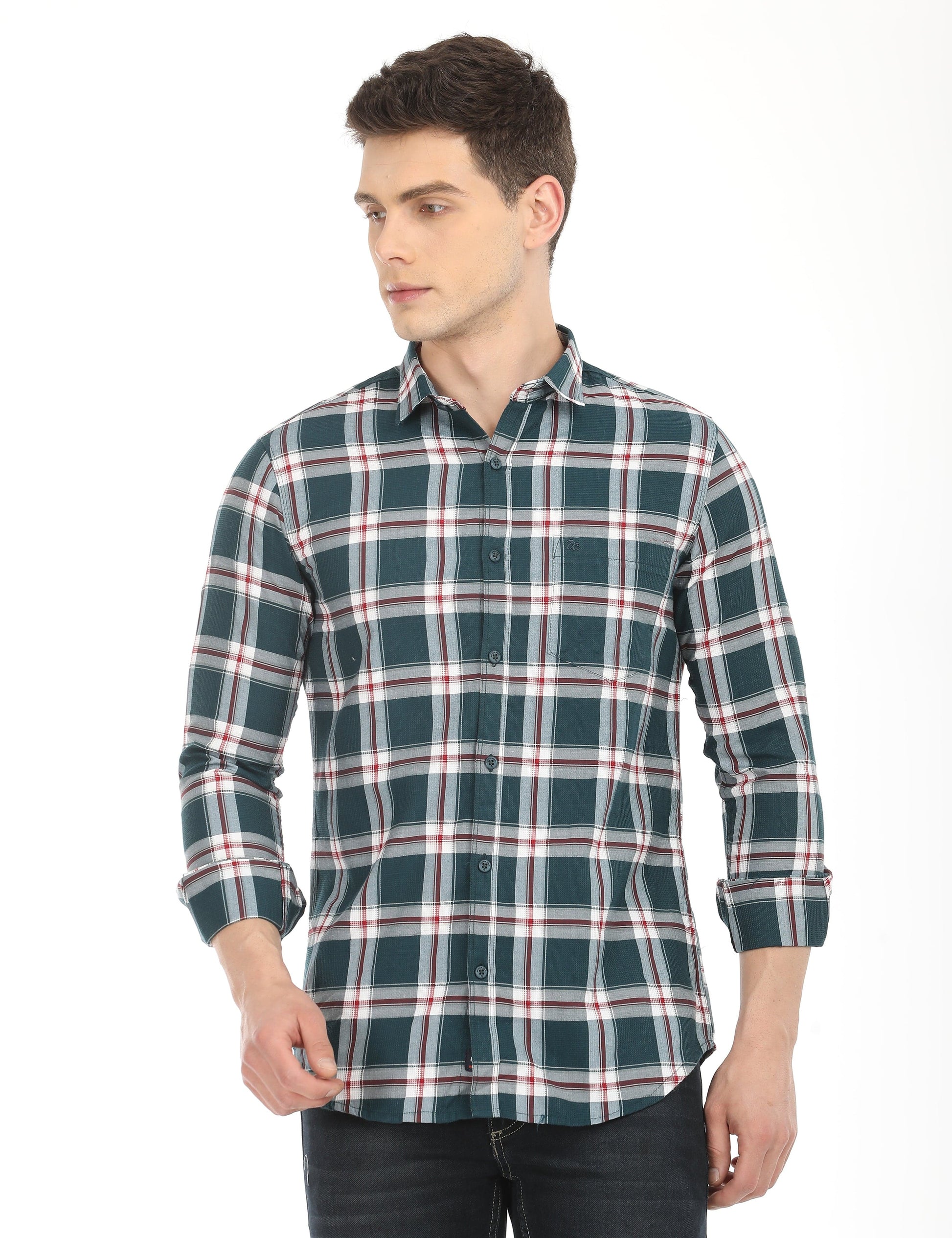 Men's Slim Fit Checks Full Sleeves Casual Shirt