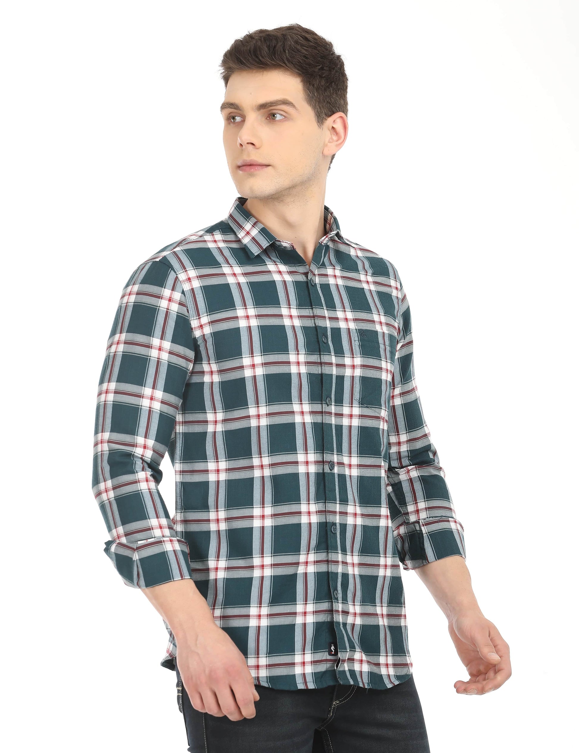 Men's Slim Fit Checks Full Sleeves Casual Shirt