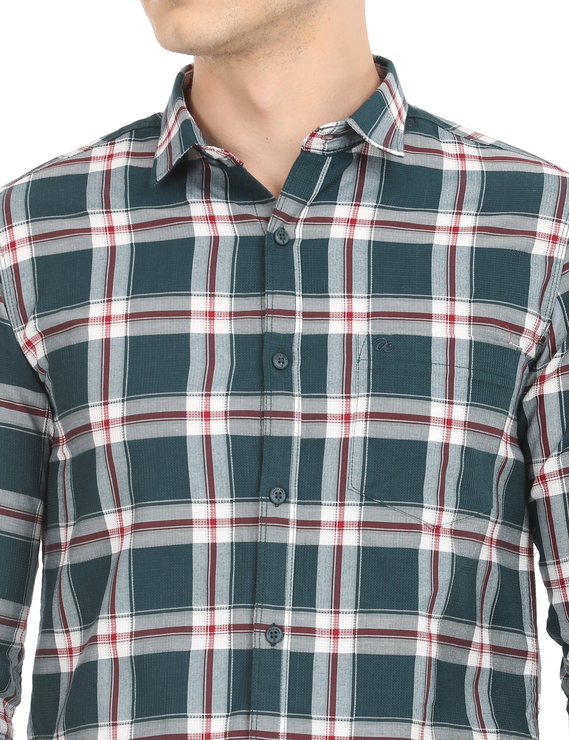 Men's Slim Fit Checks Full Sleeves Casual Shirt