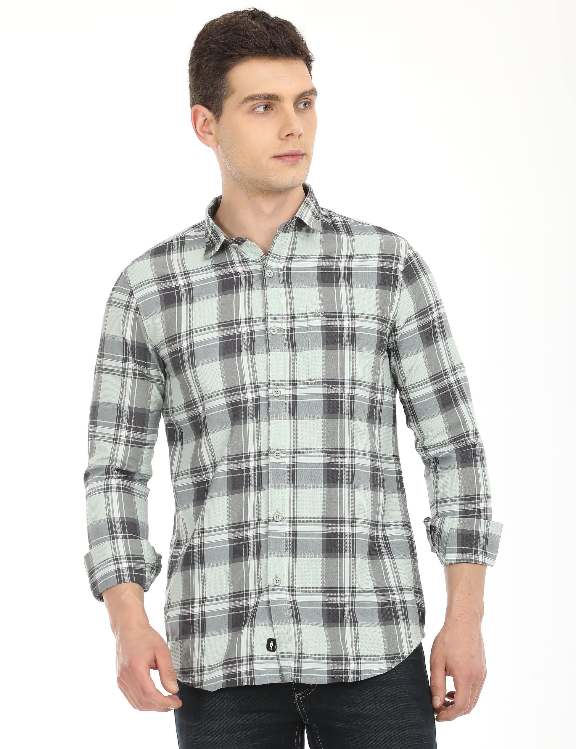 Men's Slim Fit Checks Full Sleeves Casual Shirt