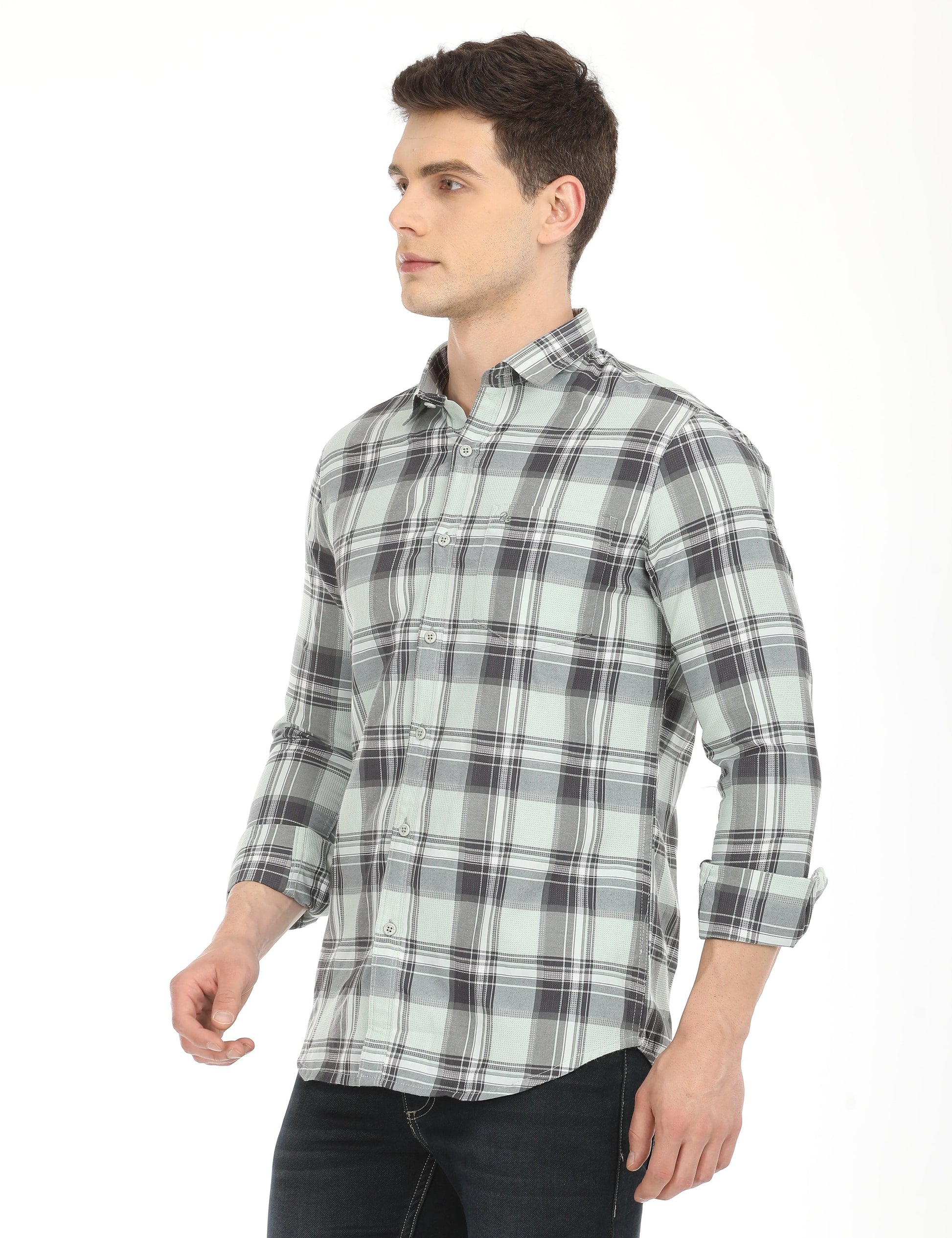 Men's Slim Fit Checks Full Sleeves Casual Shirt