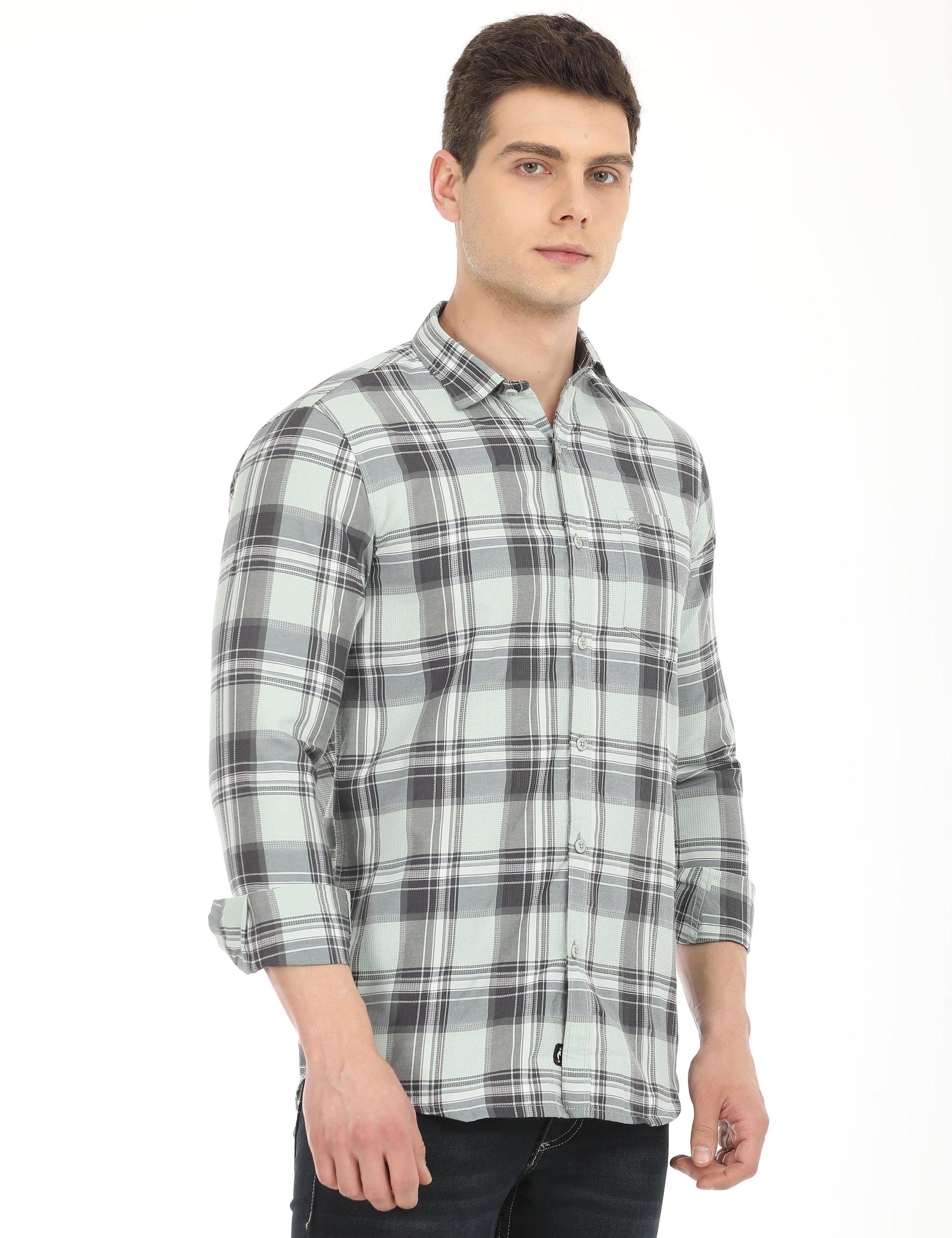 Men's Slim Fit Checks Full Sleeves Casual Shirt