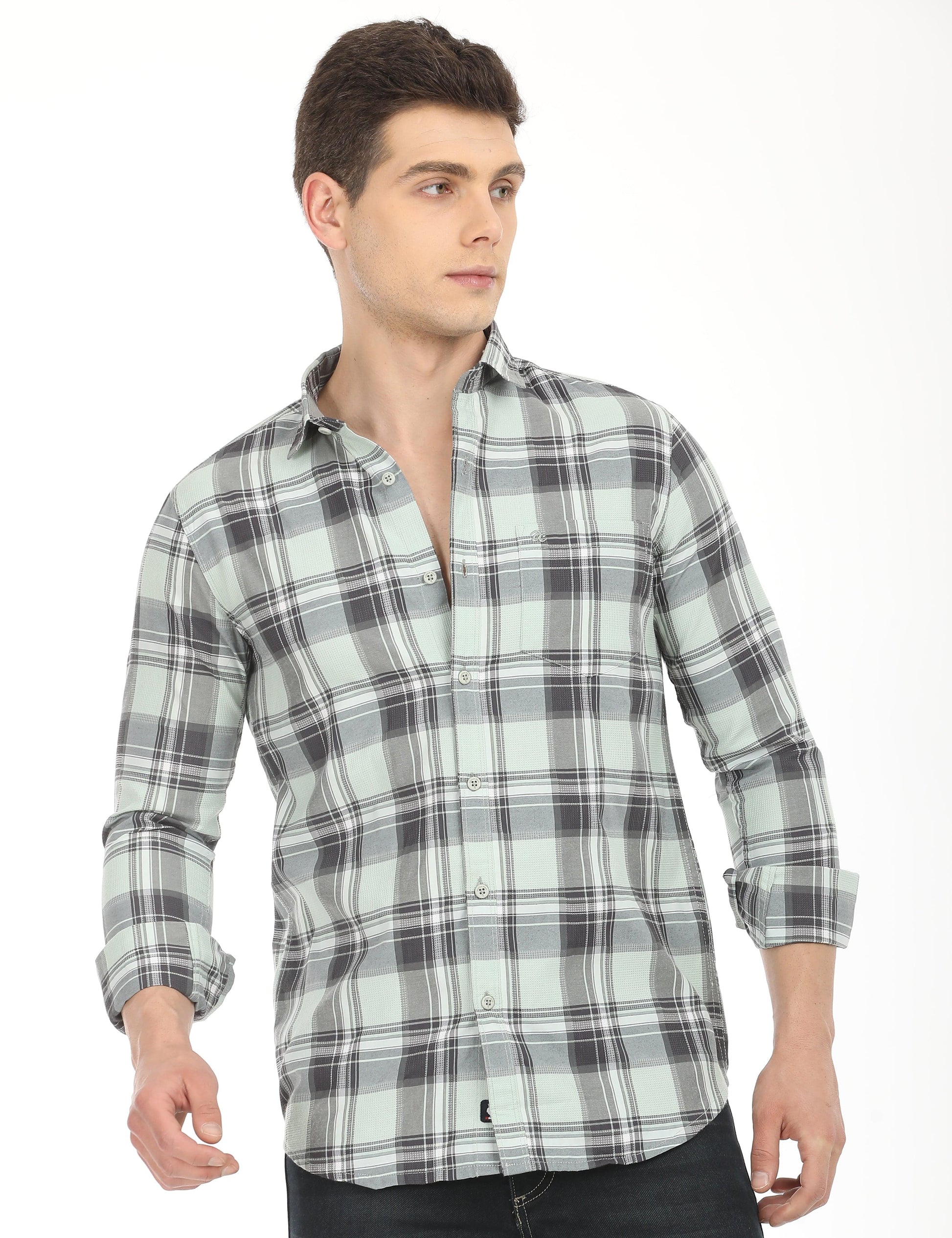 Men's Slim Fit Checks Full Sleeves Casual Shirt