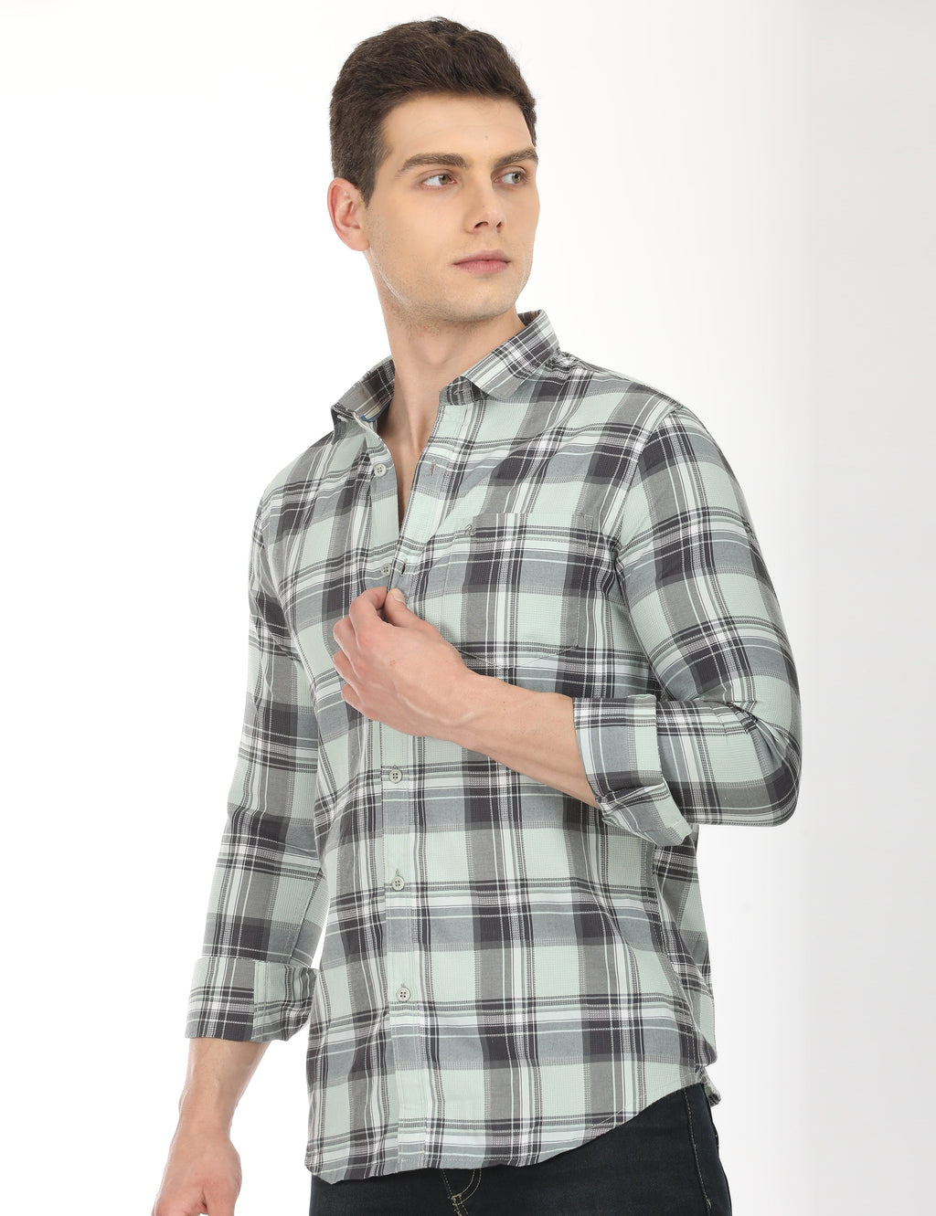 Men's Slim Fit Checks Full Sleeves Casual Shirt