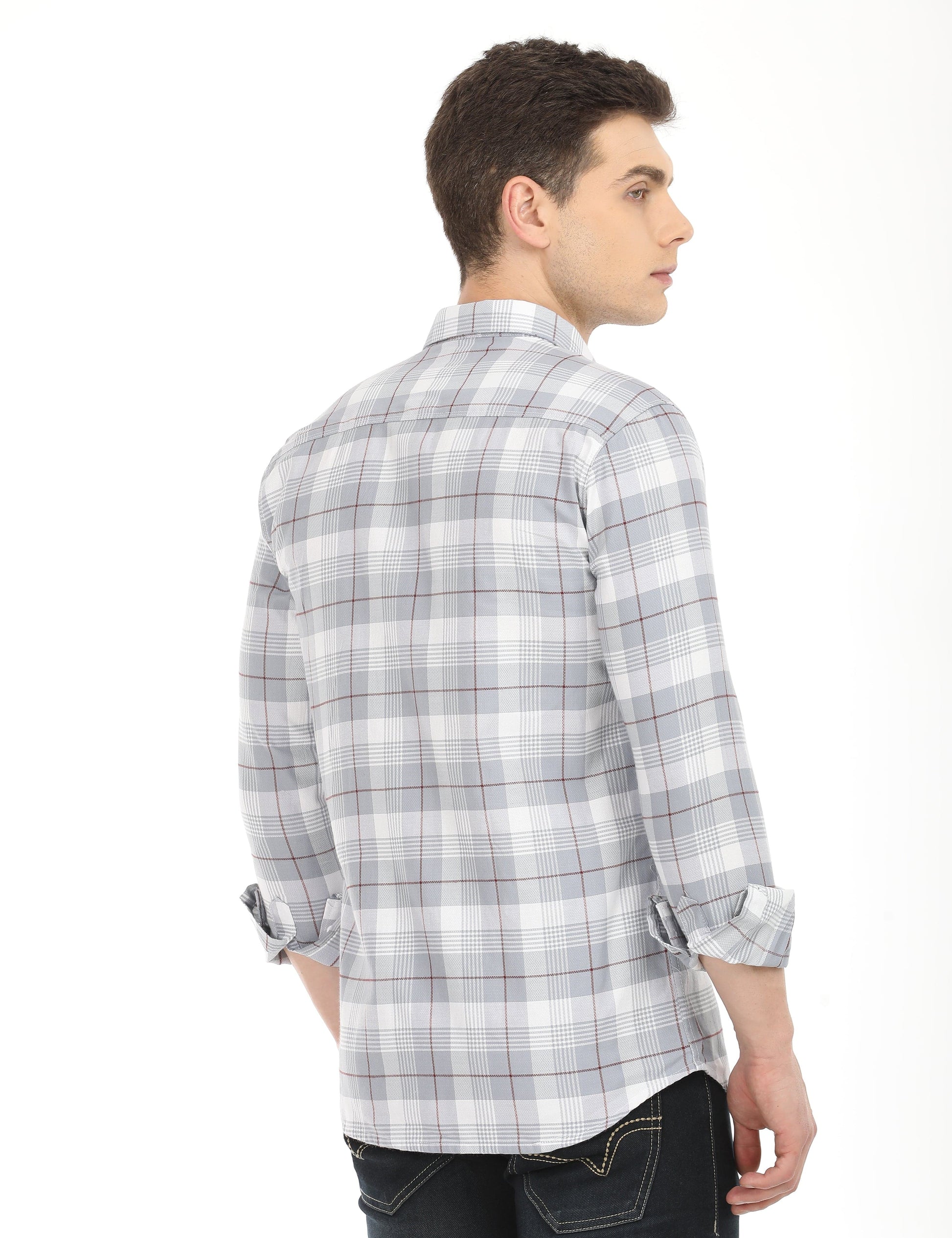 Men's Slim Fit Checks Full Sleeves Casual Shirt