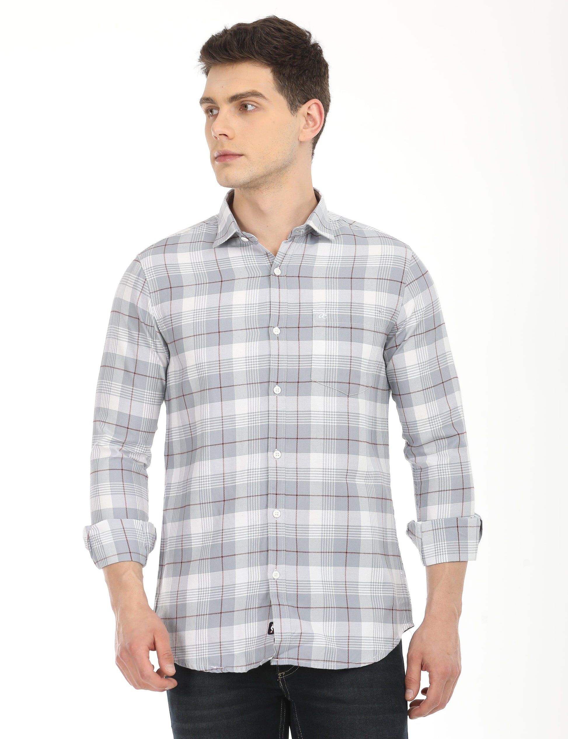 Men's Slim Fit Checks Full Sleeves Casual Shirt