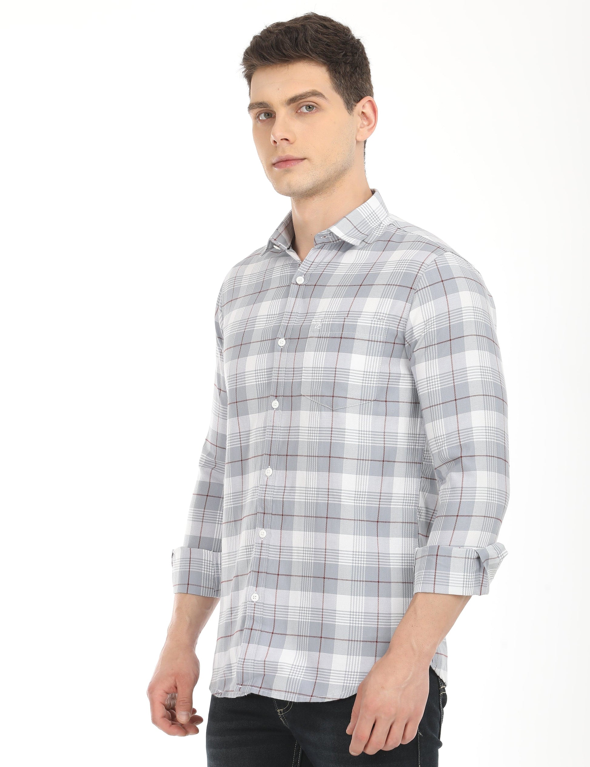 Men's Slim Fit Checks Full Sleeves Casual Shirt