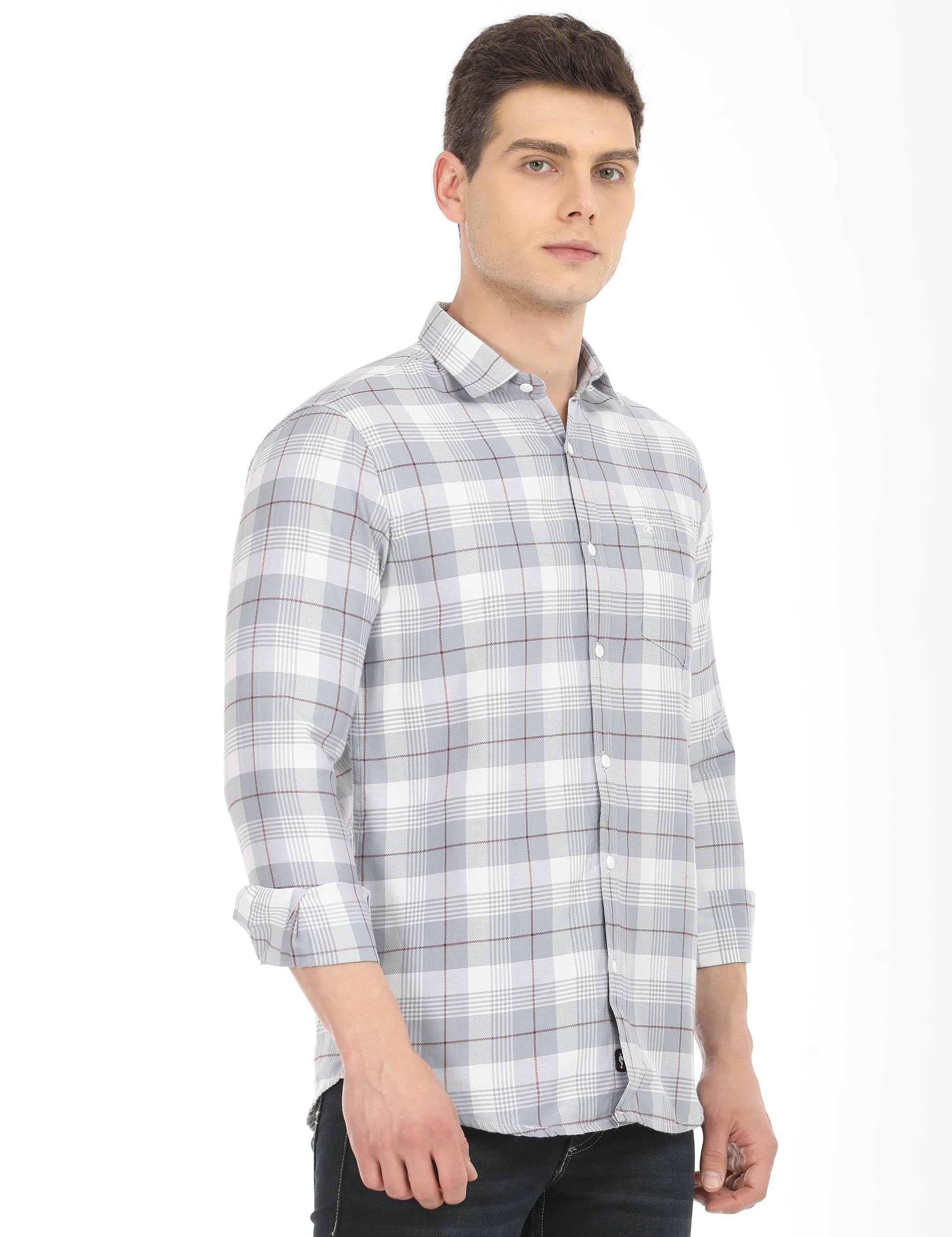 Men's Slim Fit Checks Full Sleeves Casual Shirt