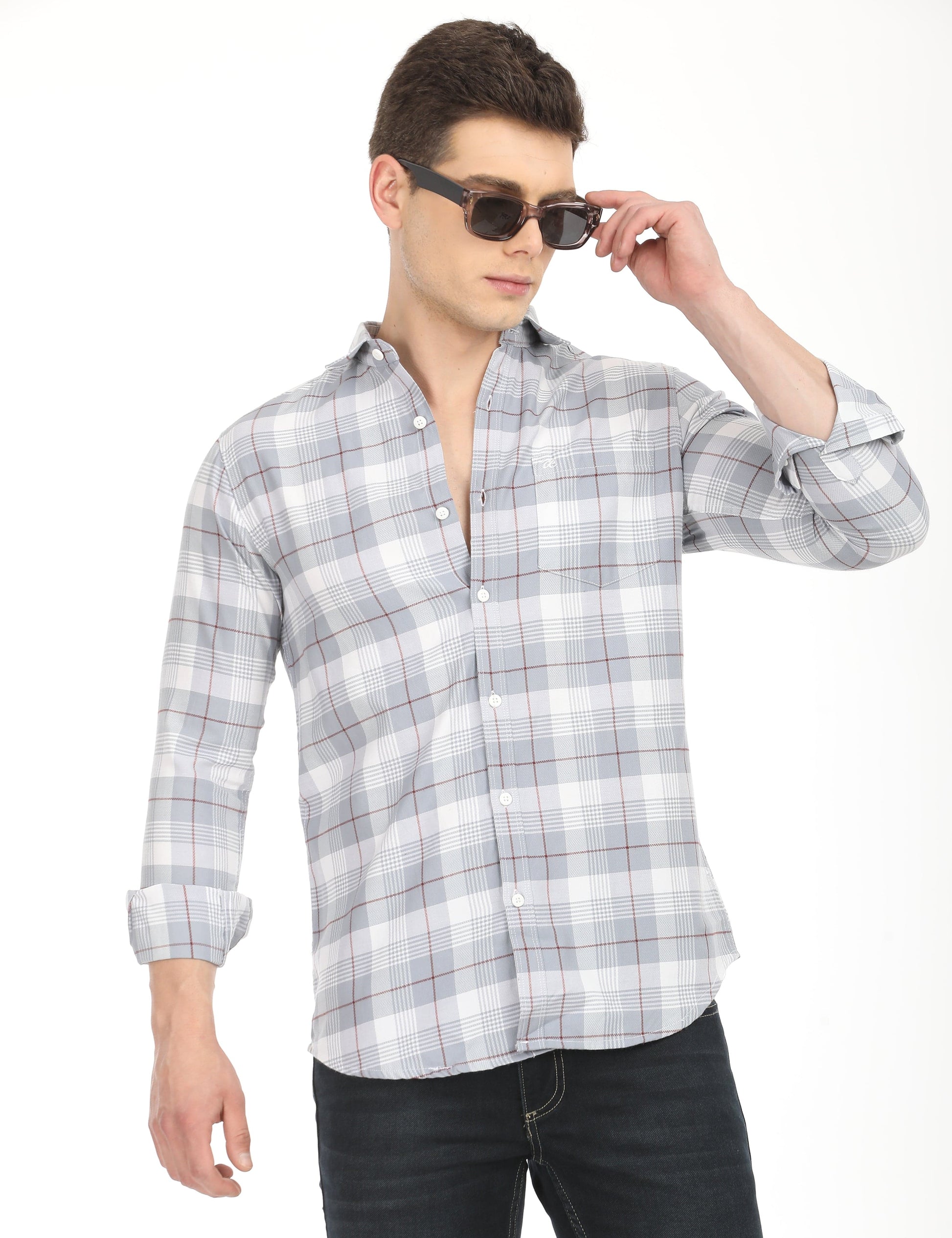 Men's Slim Fit Checks Full Sleeves Casual Shirt