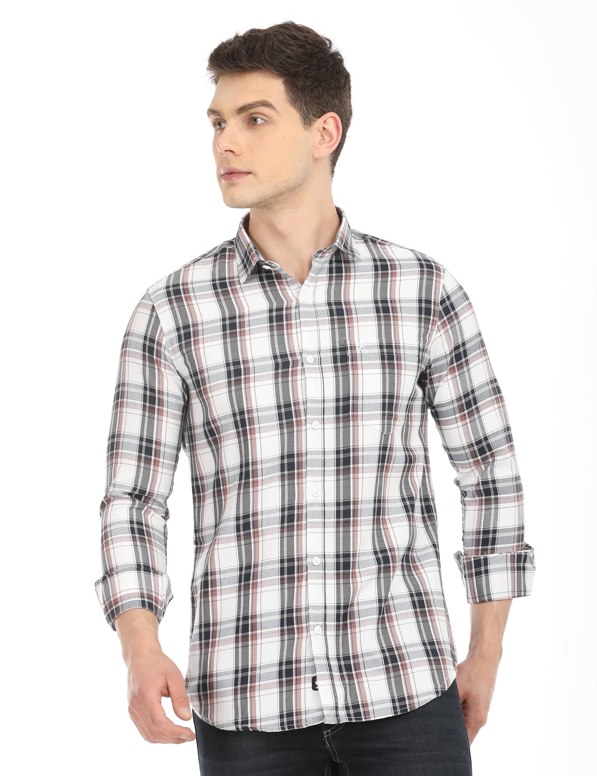 Men's Slim Fit Checks Full Sleeves Casual Shirt