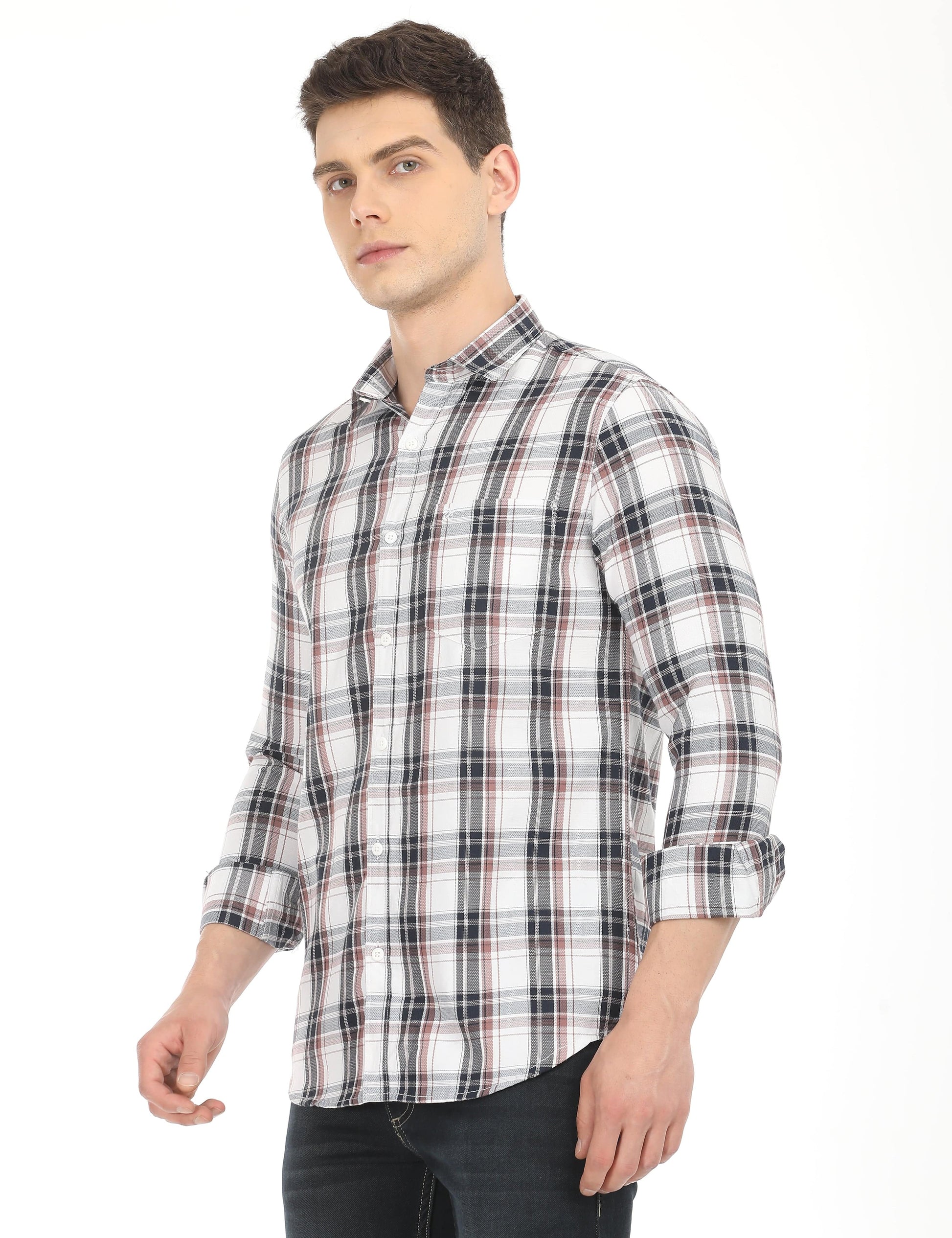 Men's Slim Fit Checks Full Sleeves Casual Shirt