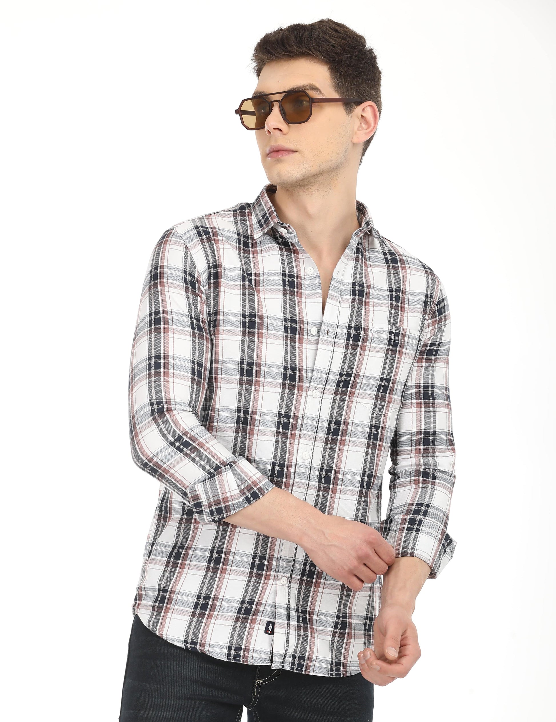 Men's Slim Fit Checks Full Sleeves Casual Shirt