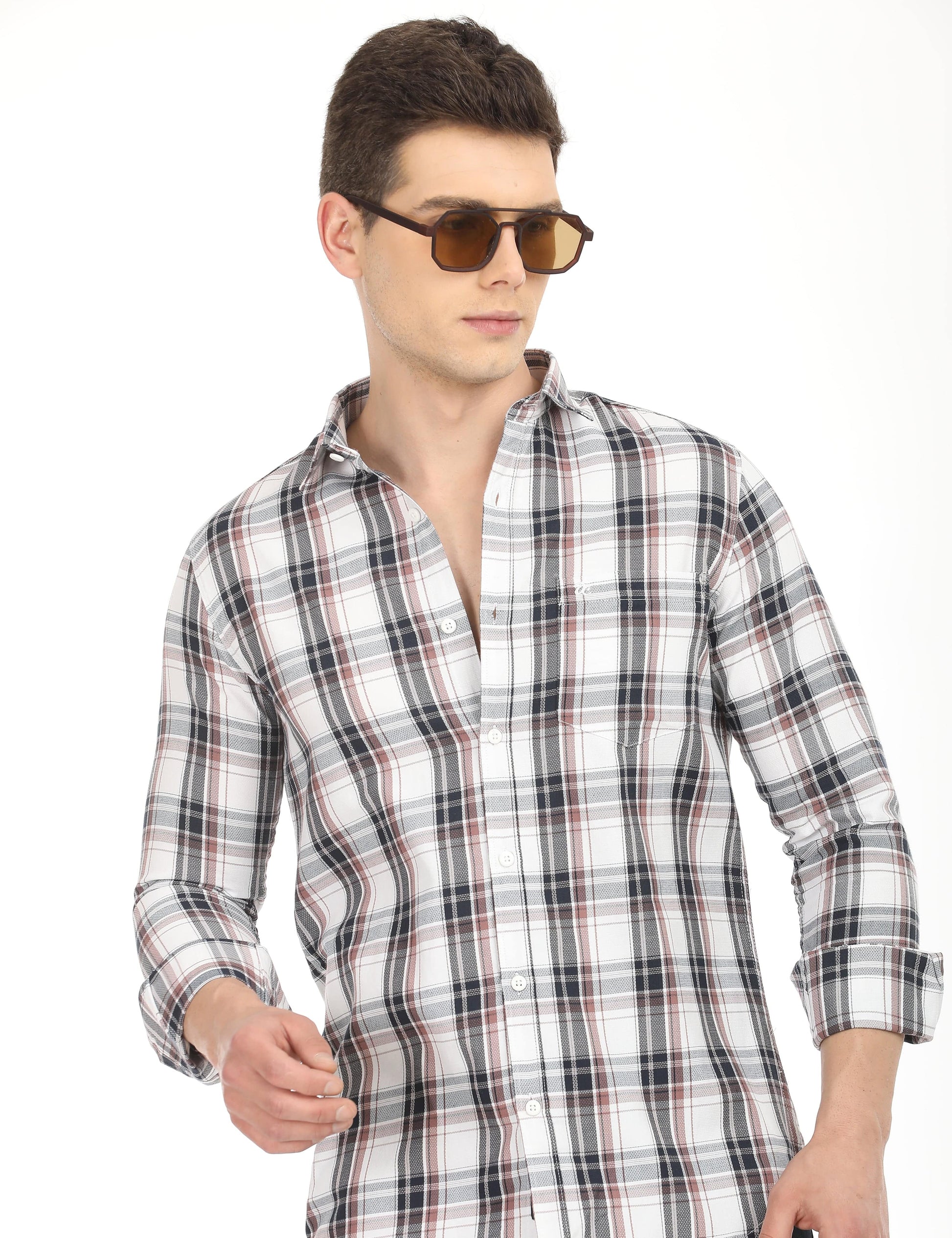 Men's Slim Fit Checks Full Sleeves Casual Shirt