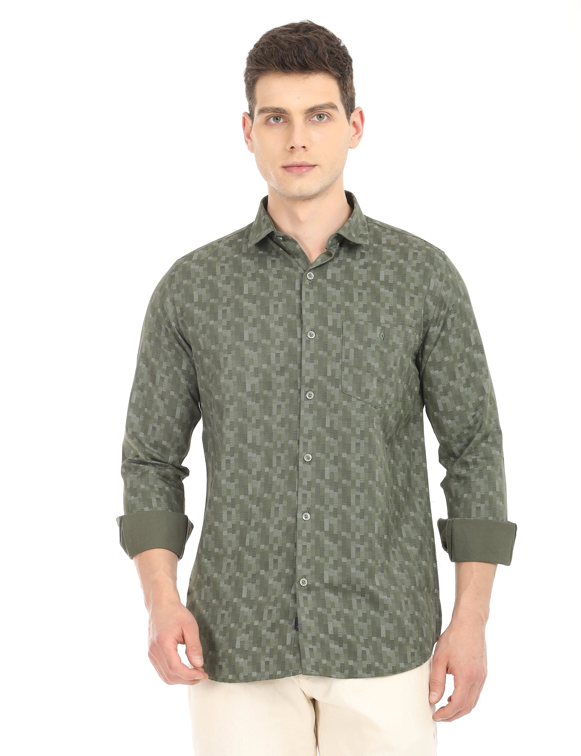 Men's Slim Fit Printed Full Sleeves Casual Shirt
