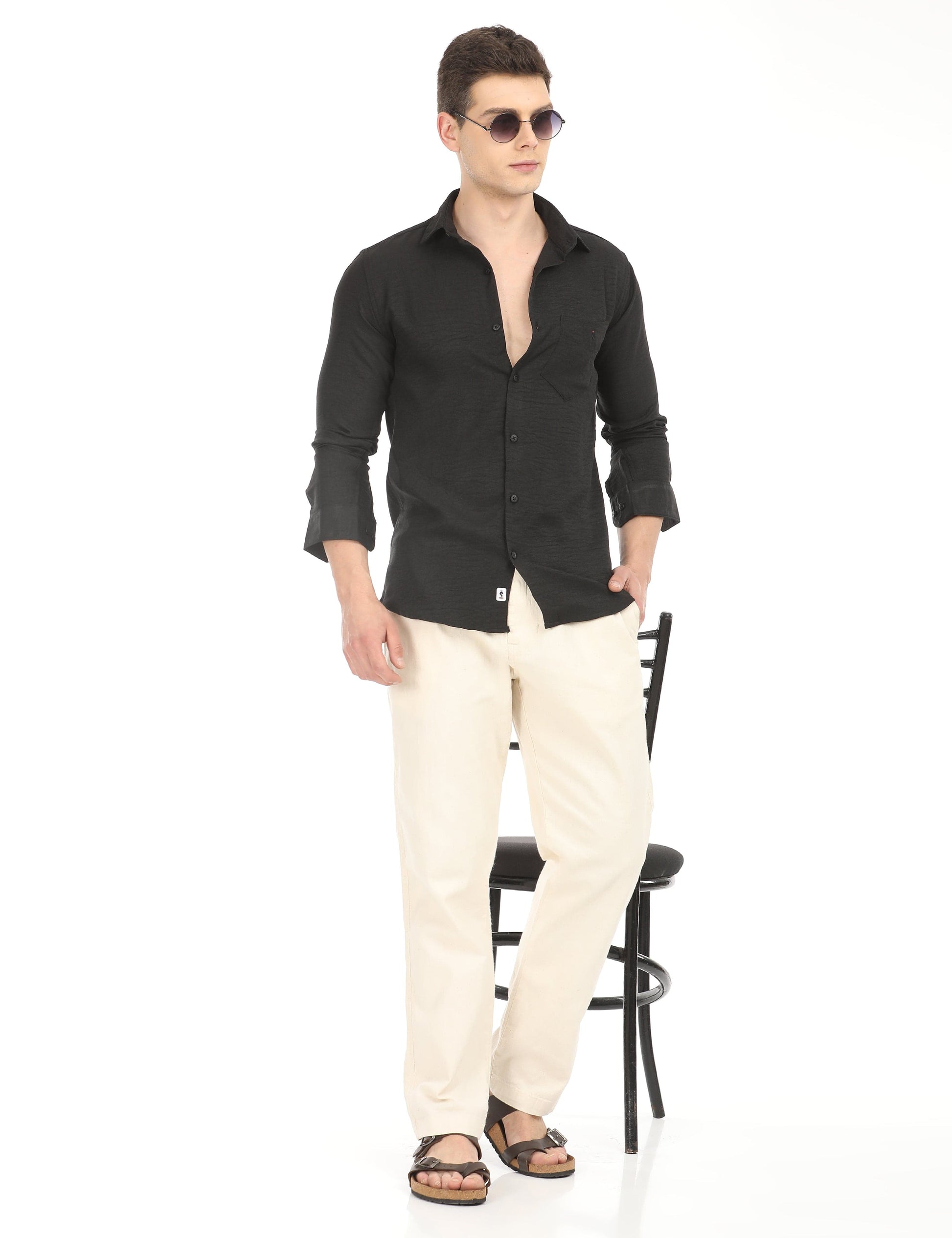 Men's Slim Fit Solid Full Sleeves Casual Shirt