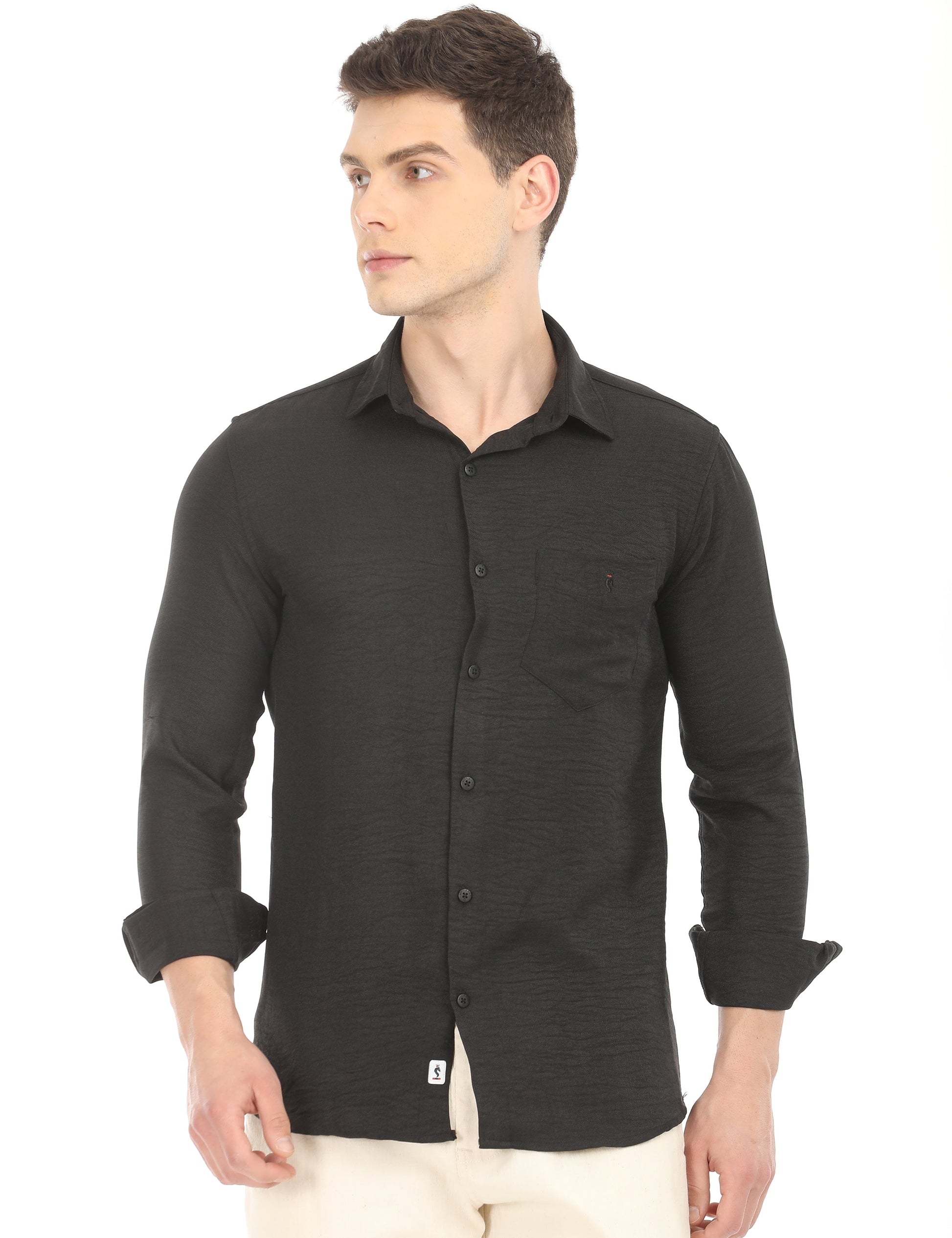 Men's Slim Fit Solid Full Sleeves Casual Shirt