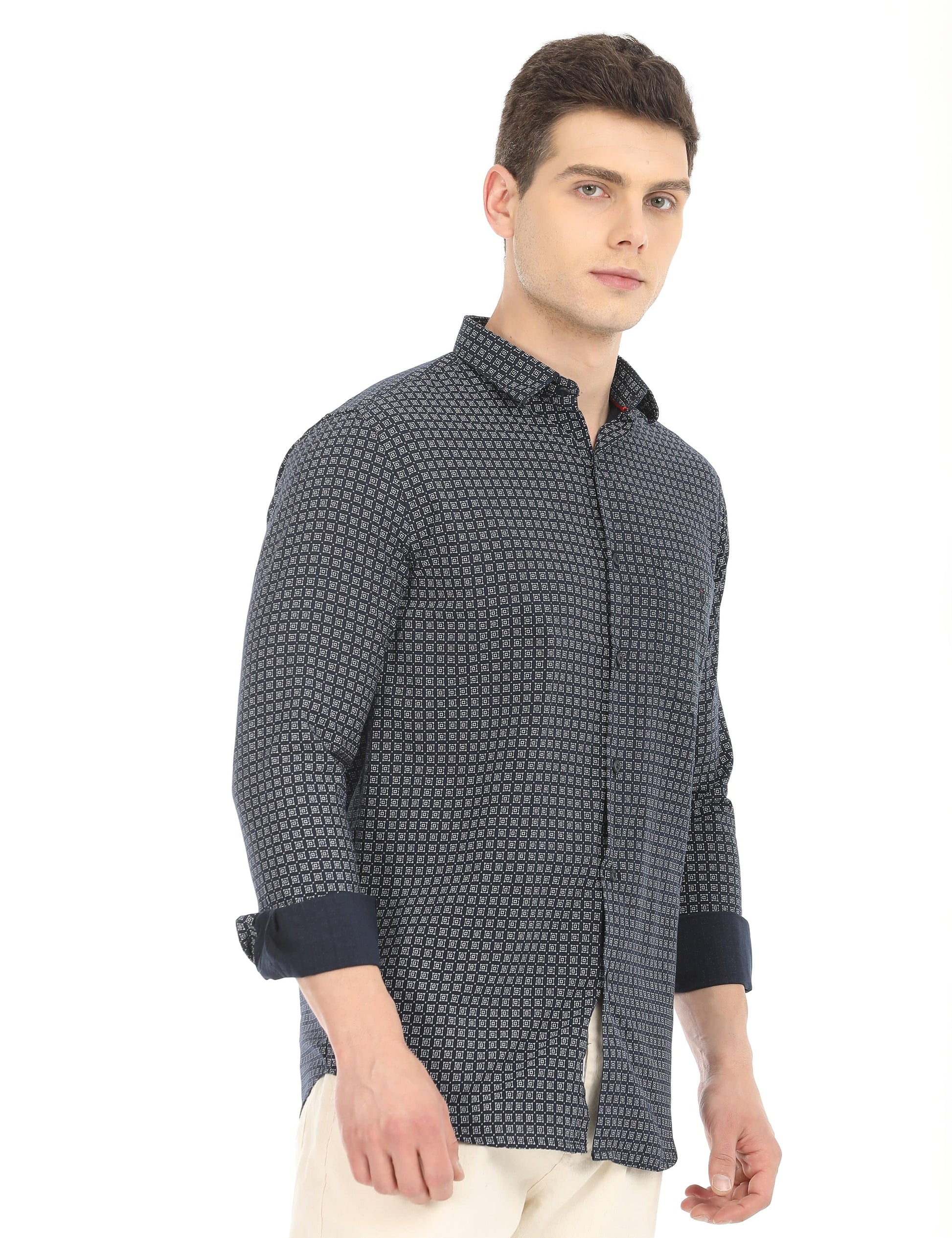 Men's Slim Fit Printed Full Sleeves Casual Shirt