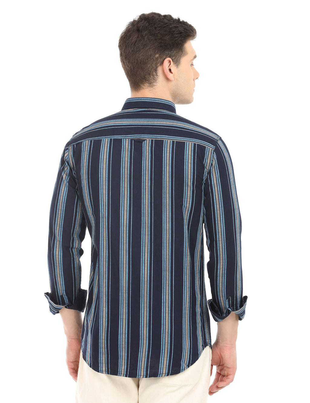 Men's Slim Fit Stripes Full Sleeves Casual Shirt