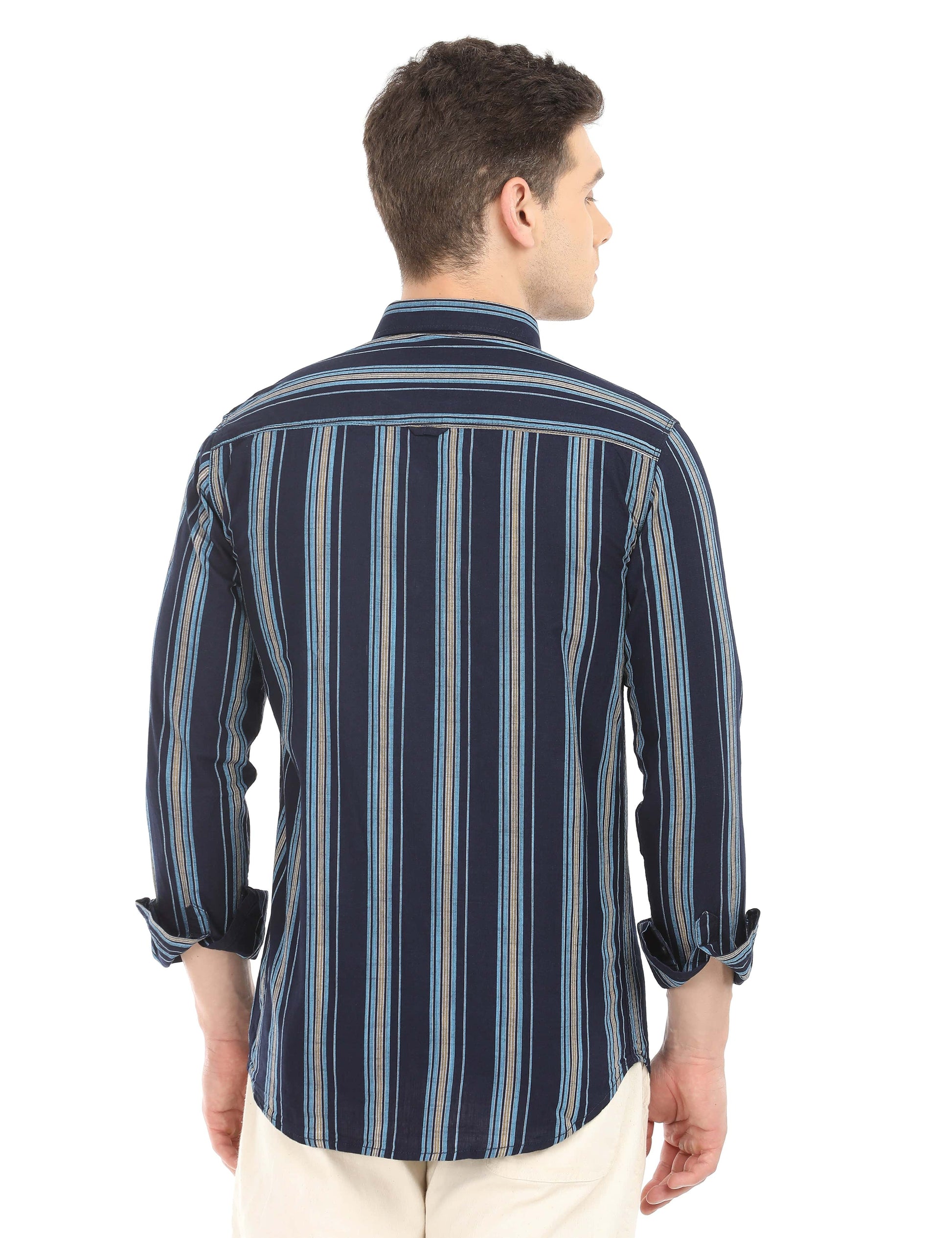 Men's Slim Fit Stripes Full Sleeves Casual Shirt