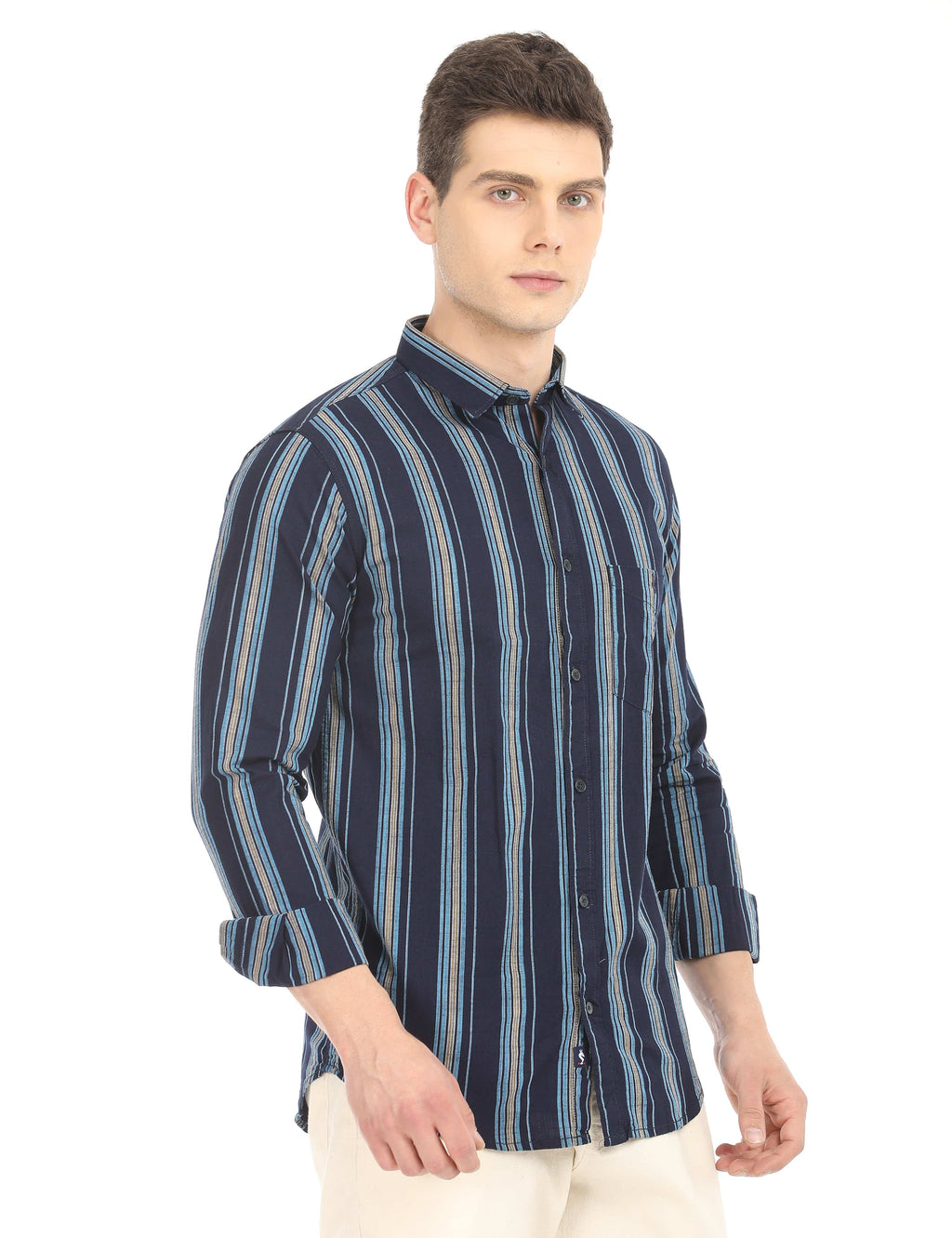 Men's Slim Fit Stripes Full Sleeves Casual Shirt