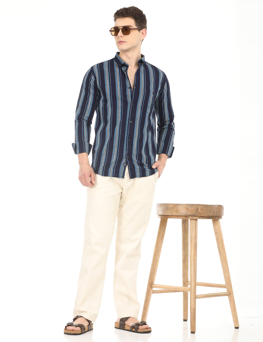Men's Slim Fit Stripes Full Sleeves Casual Shirt