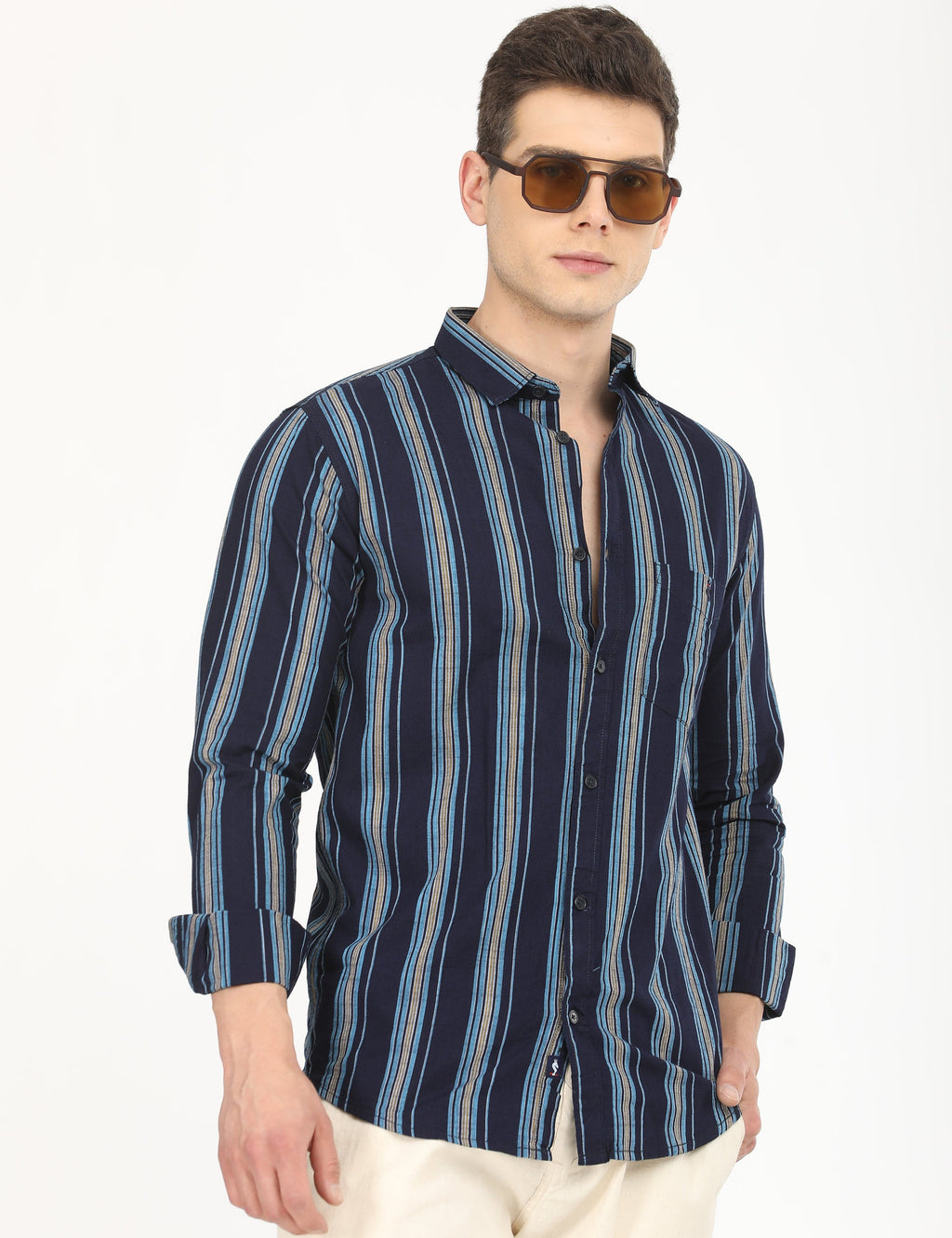 Men's Slim Fit Stripes Full Sleeves Casual Shirt