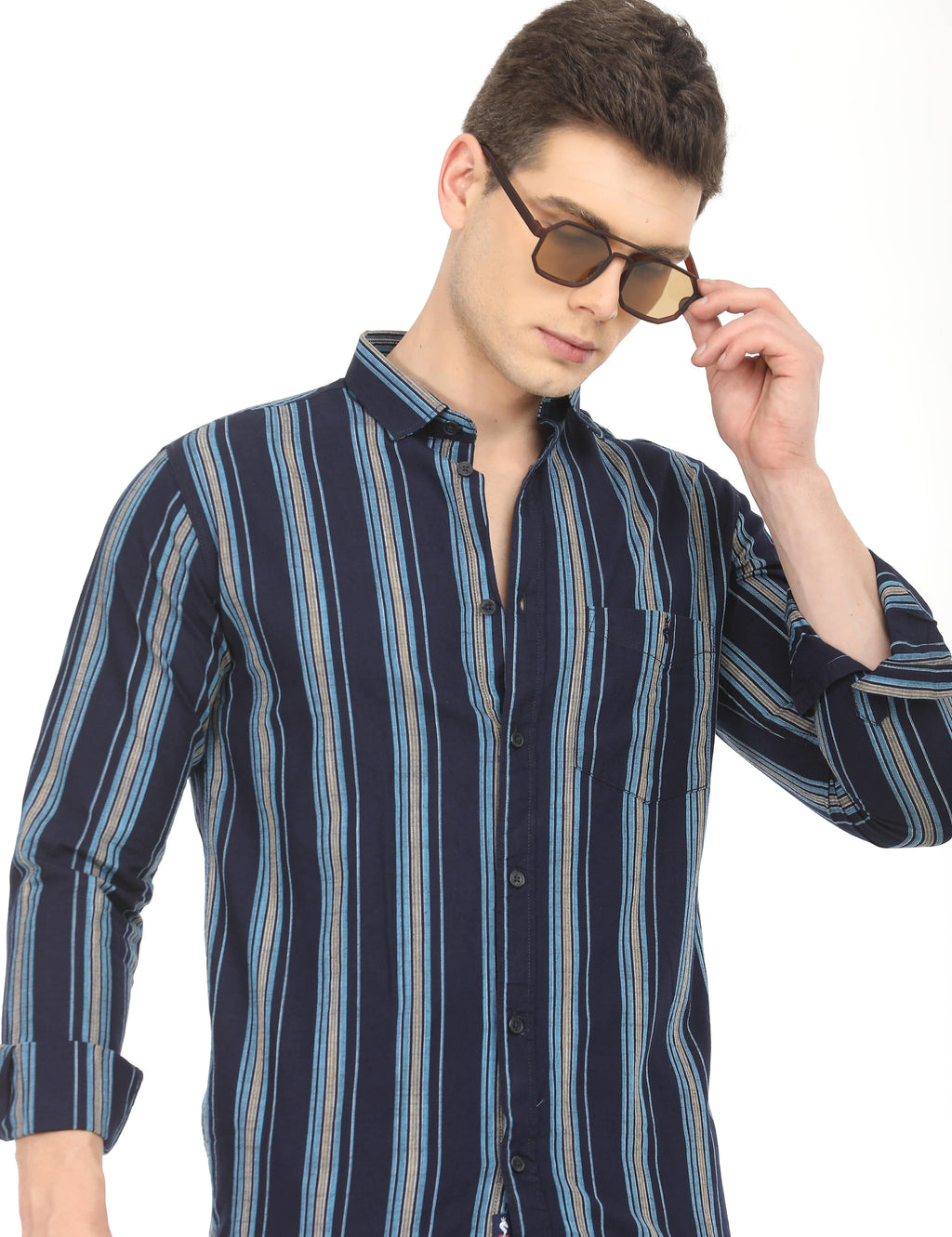 Men's Slim Fit Stripes Full Sleeves Casual Shirt