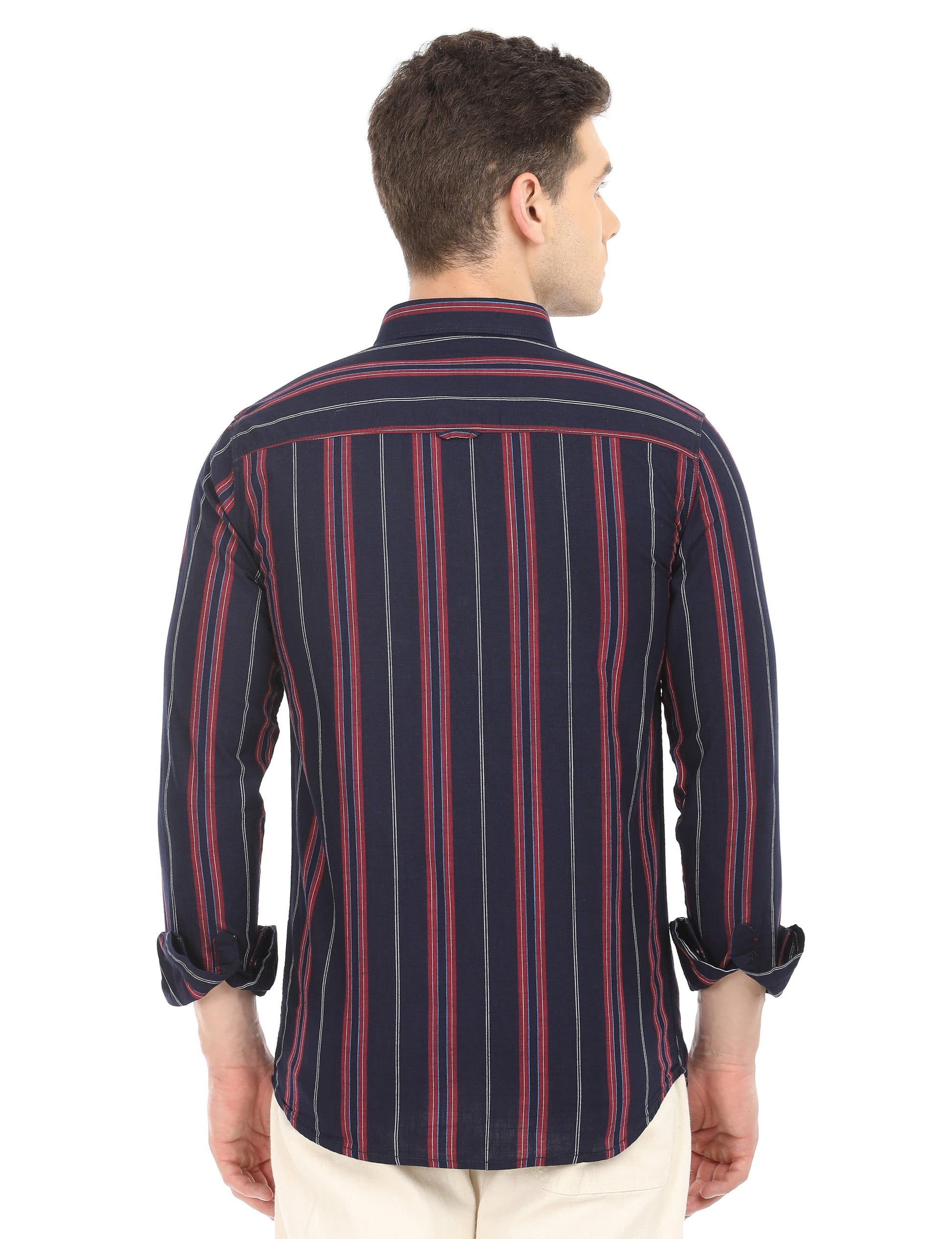 Men's Slim Fit Stripes Full Sleeves Casual Shirt