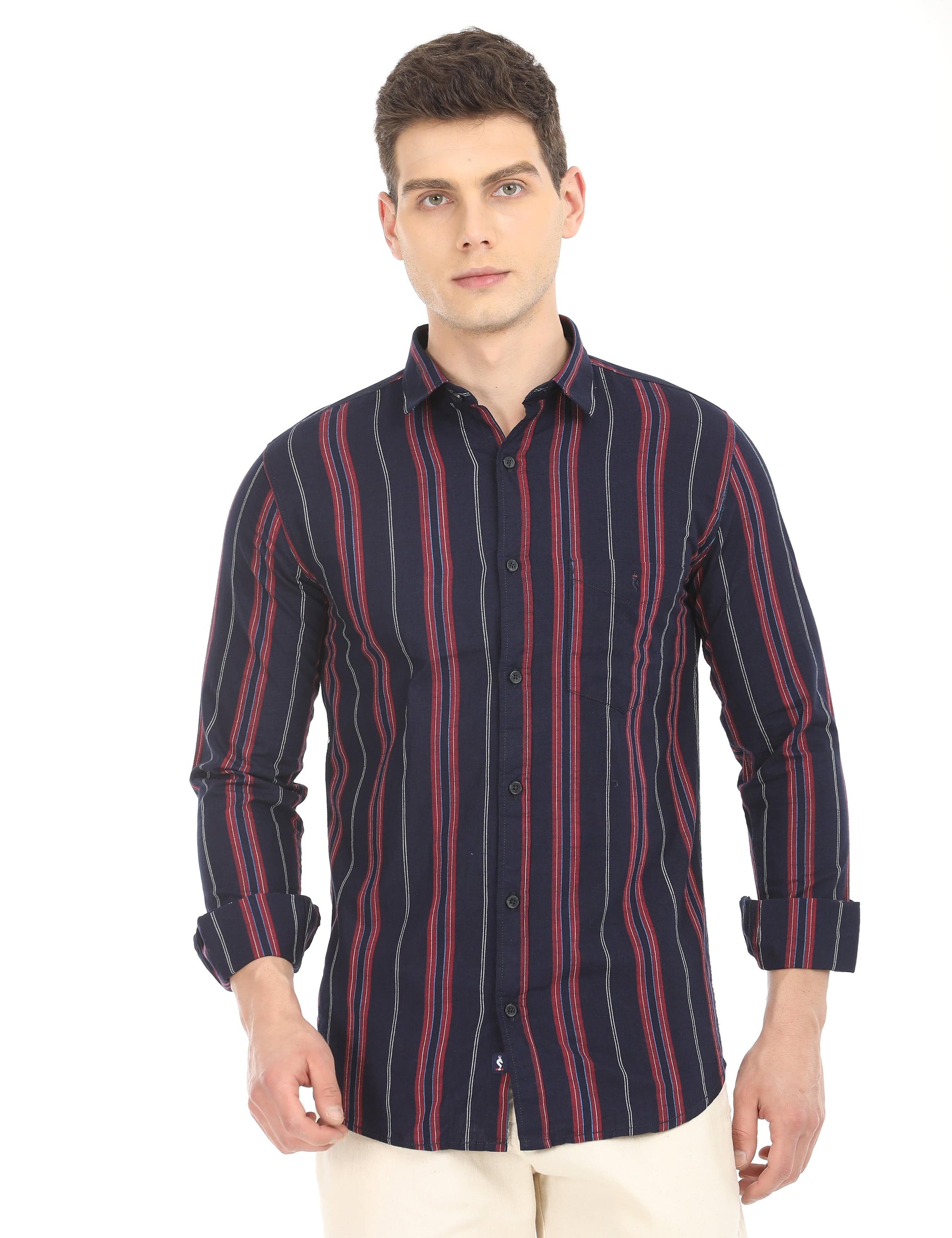 Men's Slim Fit Stripes Full Sleeves Casual Shirt
