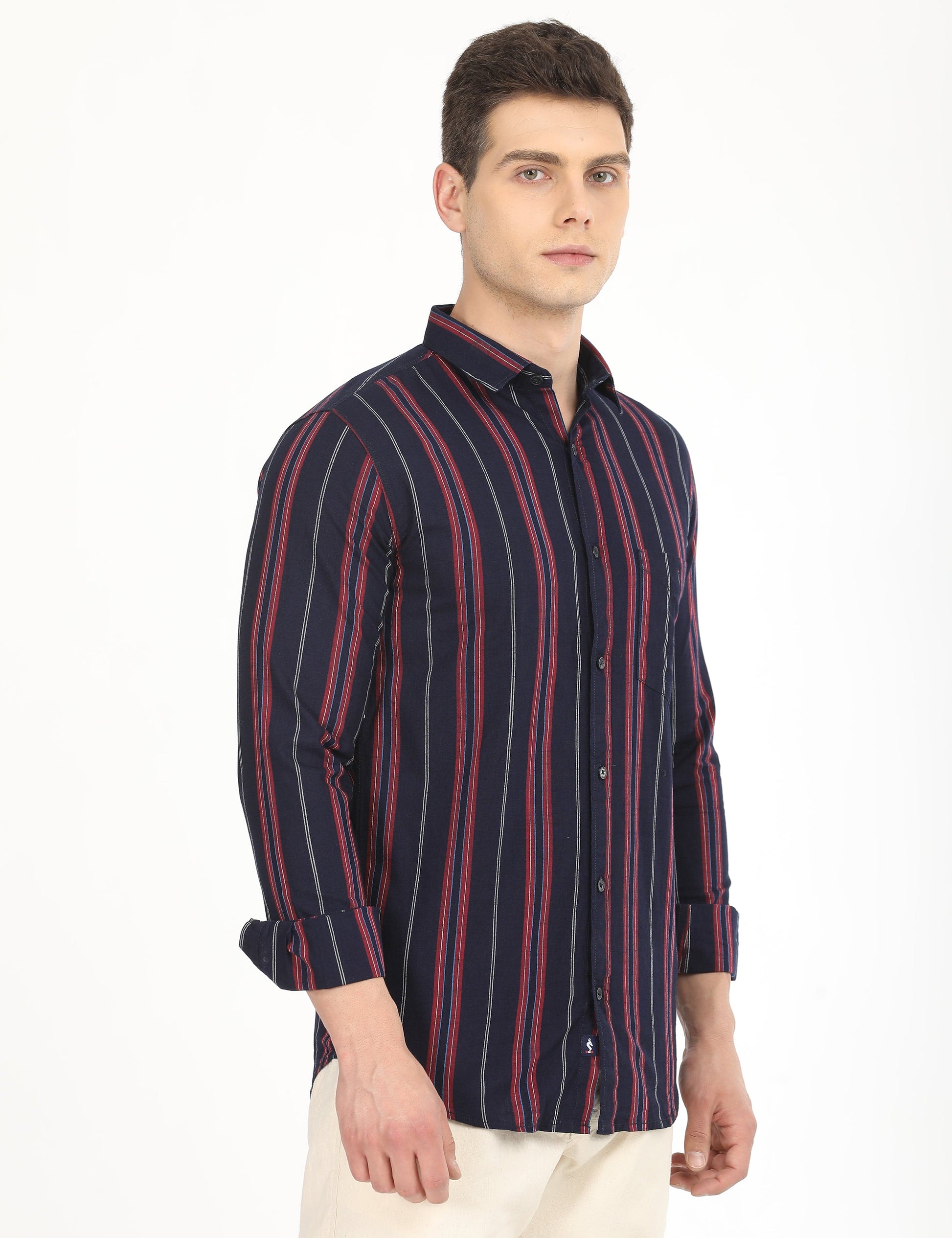 Men's Slim Fit Stripes Full Sleeves Casual Shirt