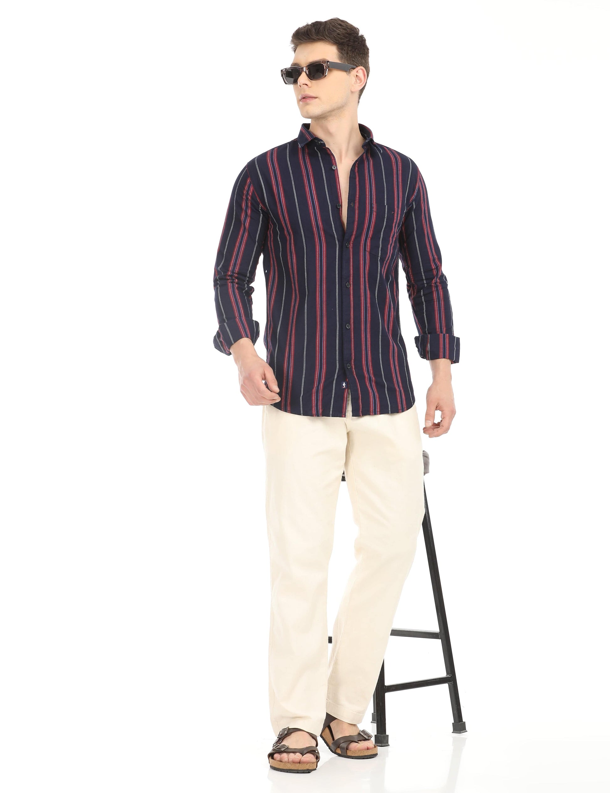 Men's Slim Fit Stripes Full Sleeves Casual Shirt