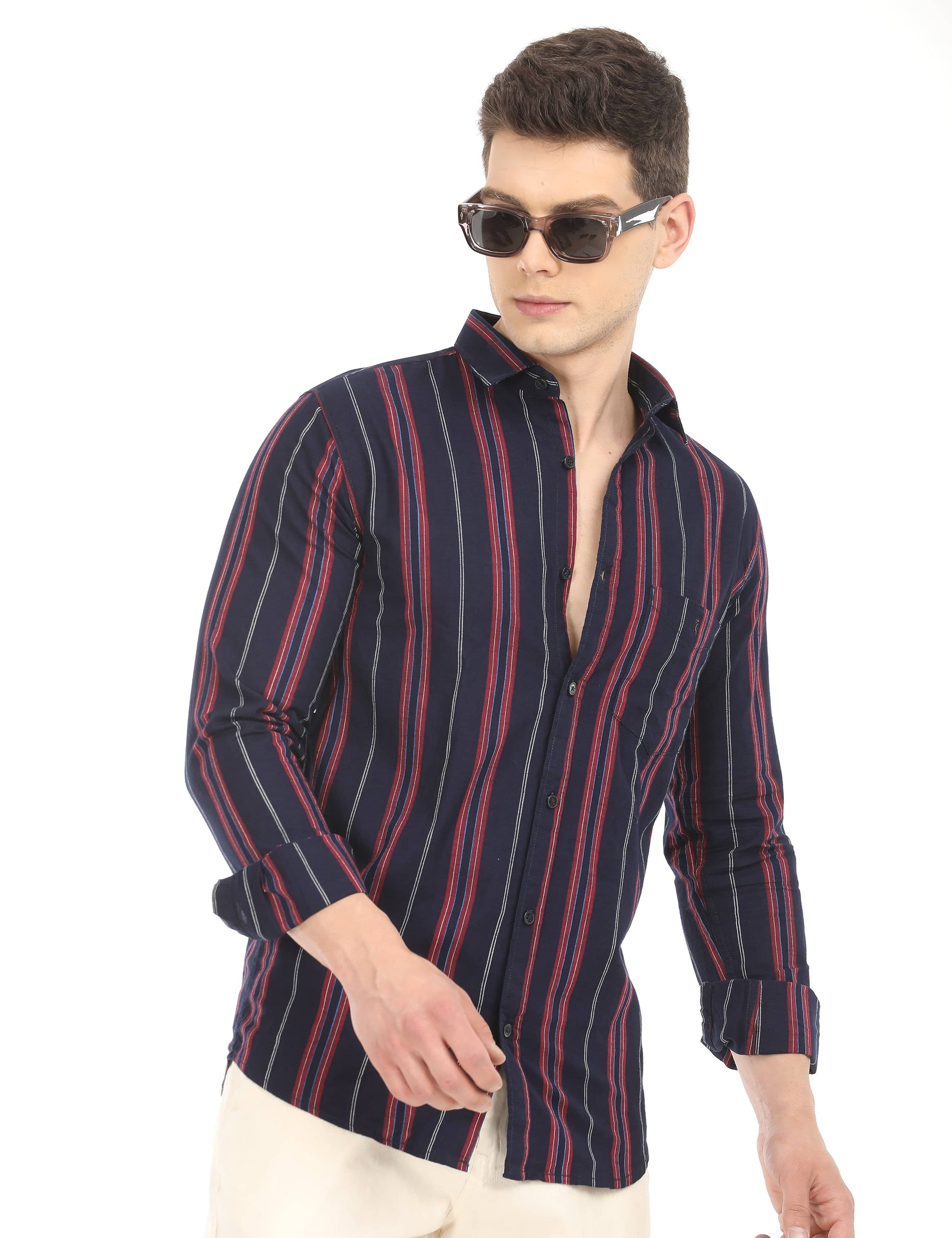 Men's Slim Fit Stripes Full Sleeves Casual Shirt
