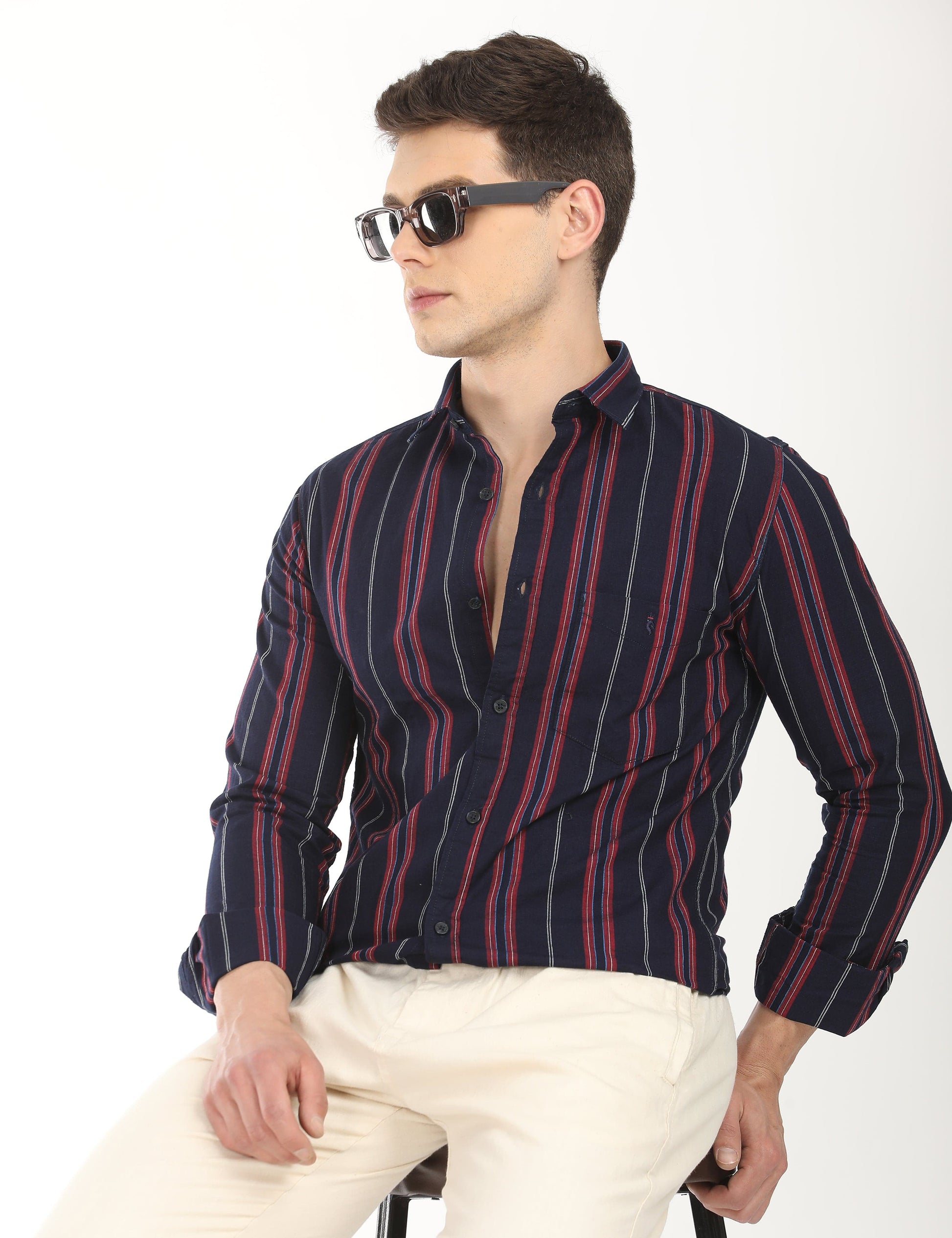 Men's Slim Fit Stripes Full Sleeves Casual Shirt