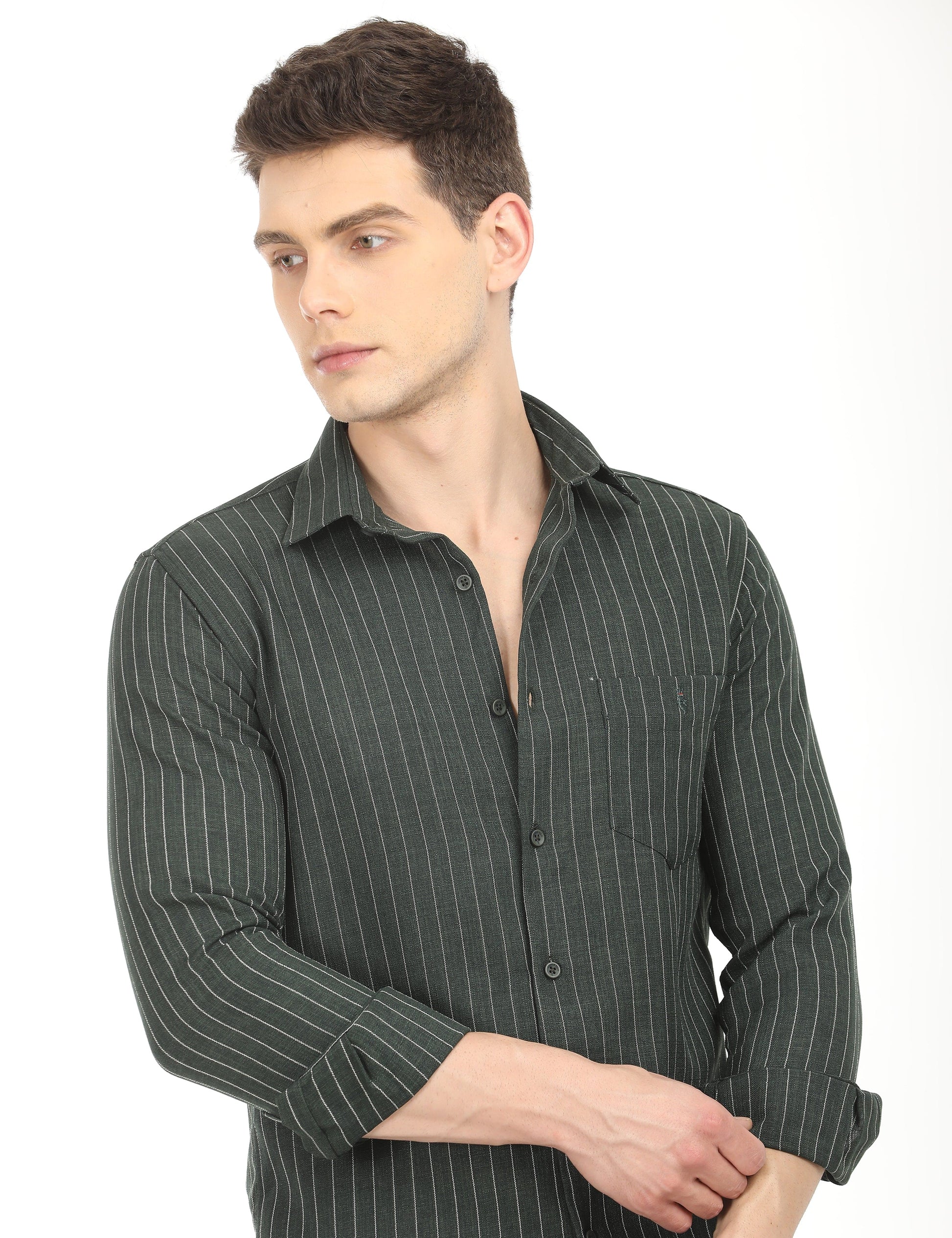 Men's Slim Fit Stripes Full Sleeves Casual Shirt