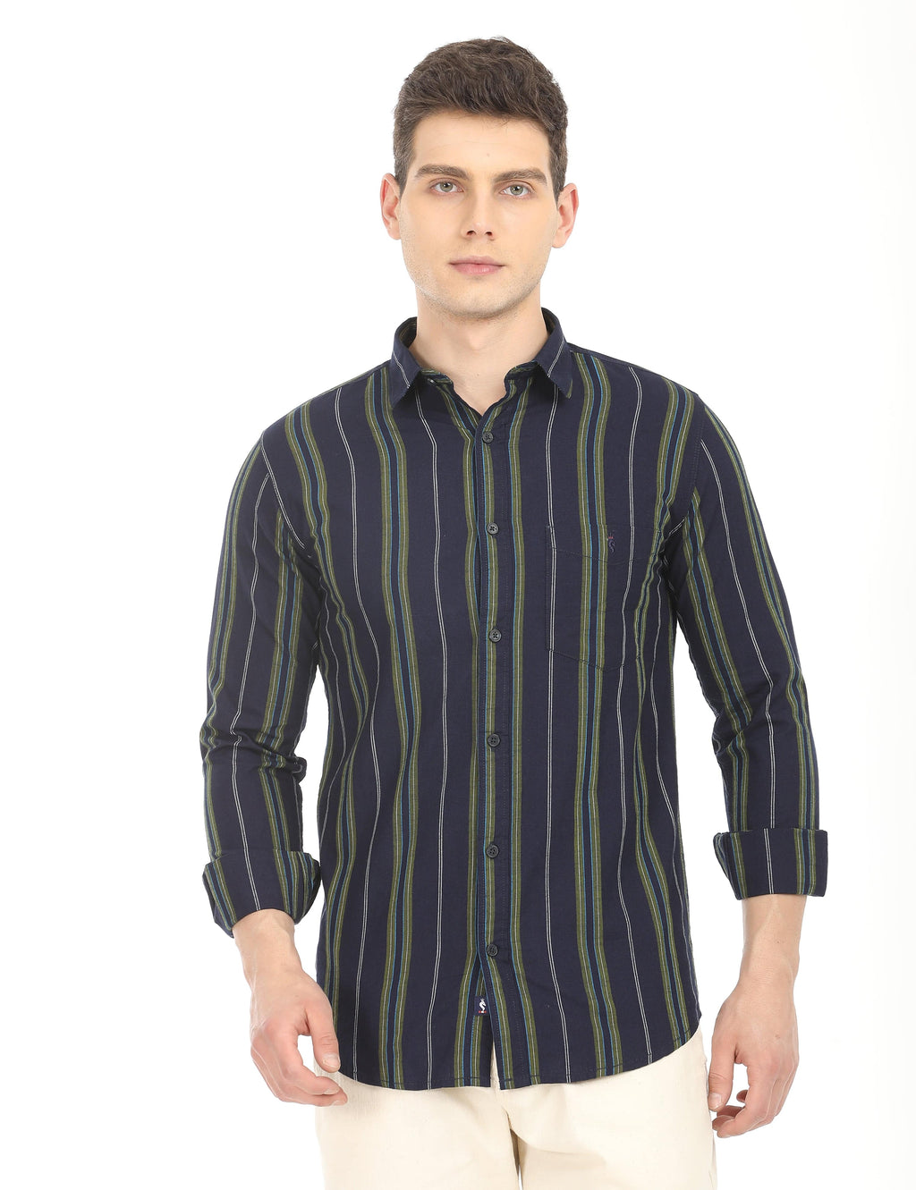 Men's Slim Fit Stripes Full Sleeves Casual Shirt