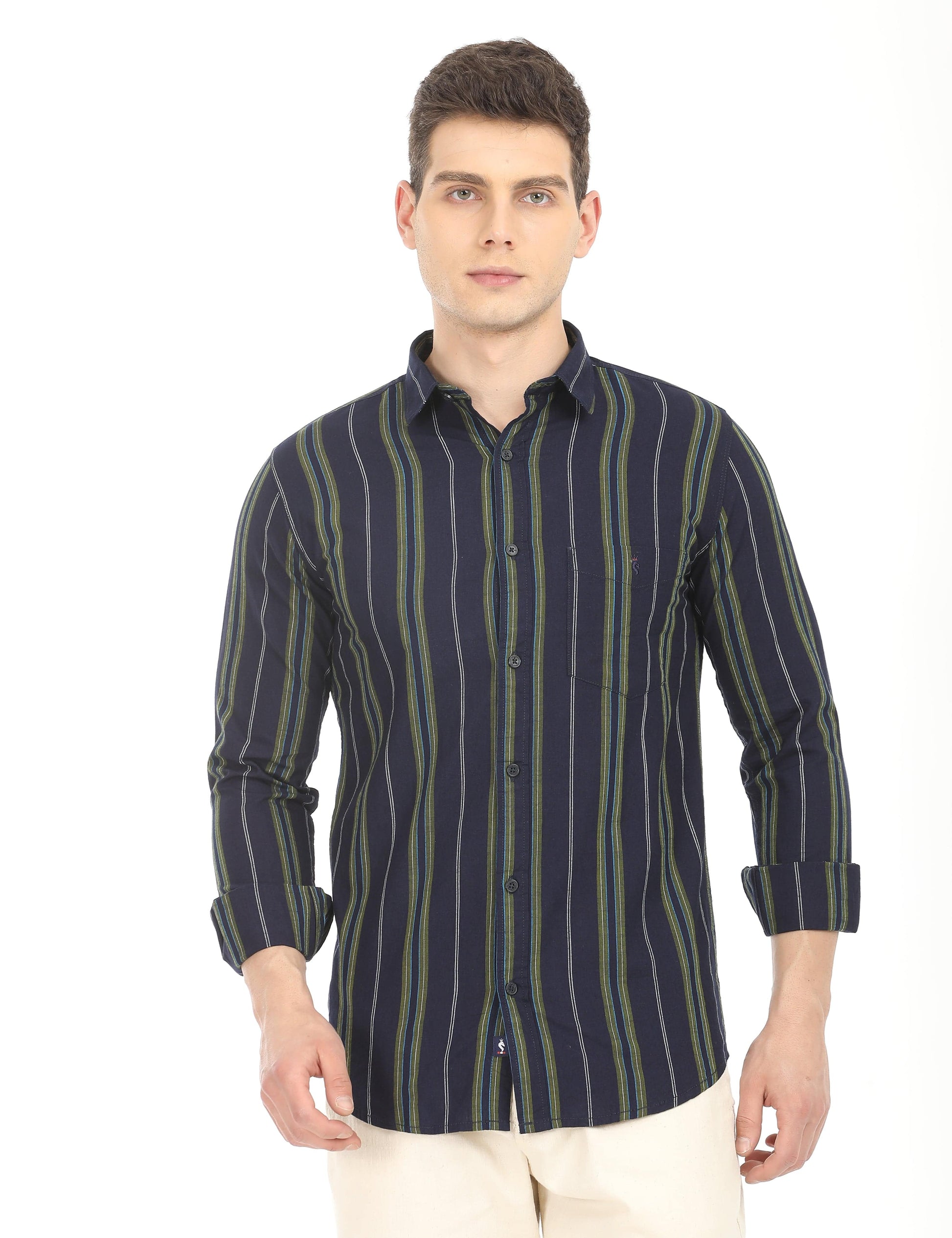 Men's Slim Fit Stripes Full Sleeves Casual Shirt