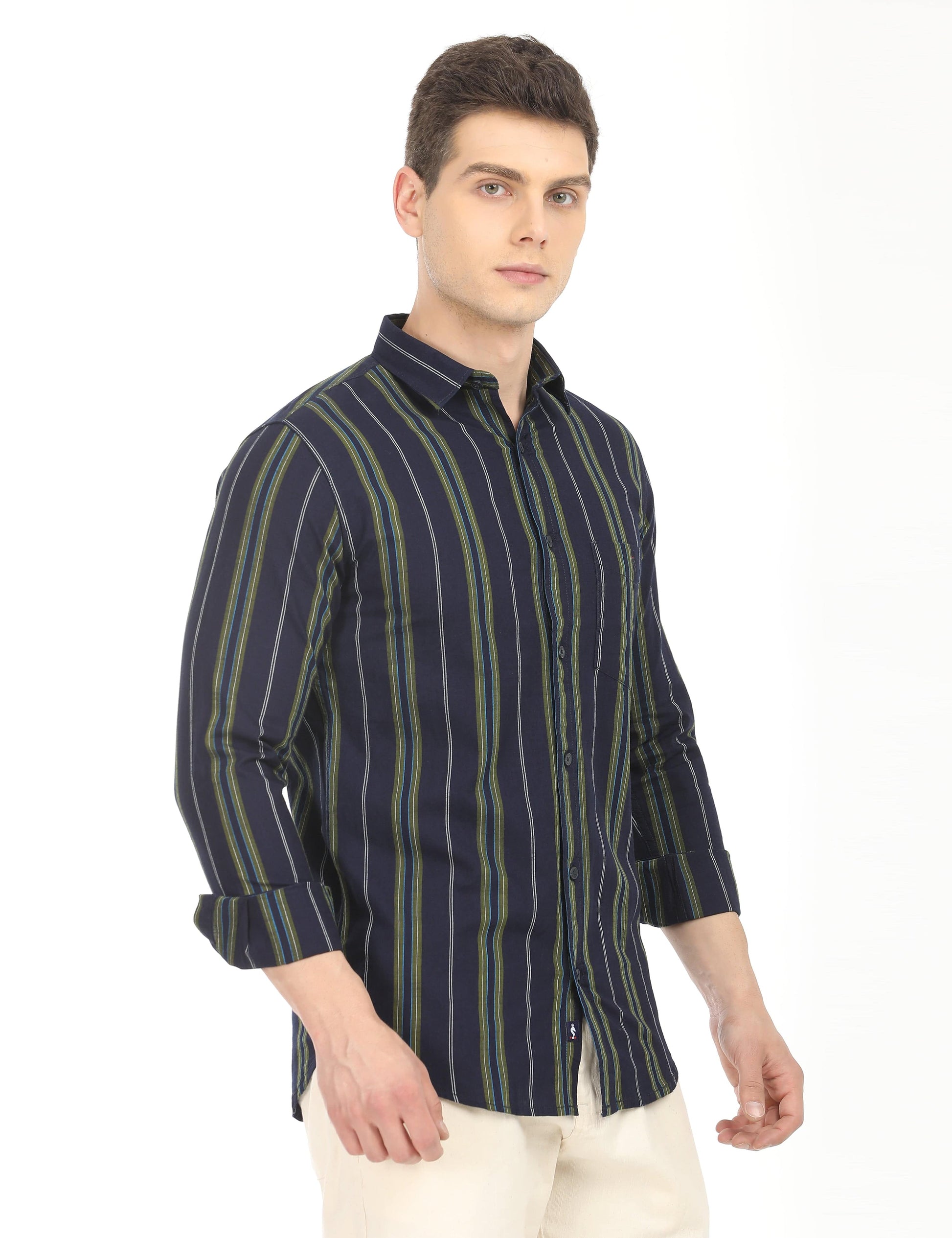 Men's Slim Fit Stripes Full Sleeves Casual Shirt