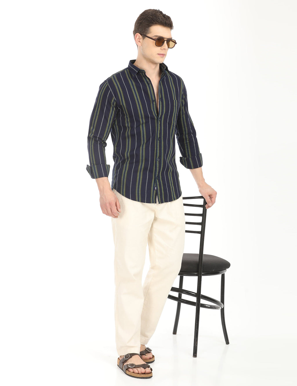 Men's Slim Fit Stripes Full Sleeves Casual Shirt