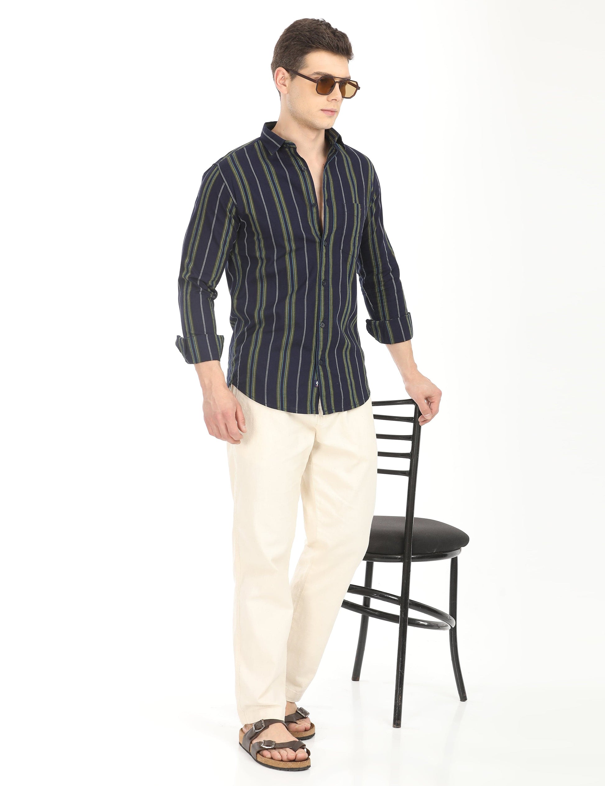 Men's Slim Fit Stripes Full Sleeves Casual Shirt
