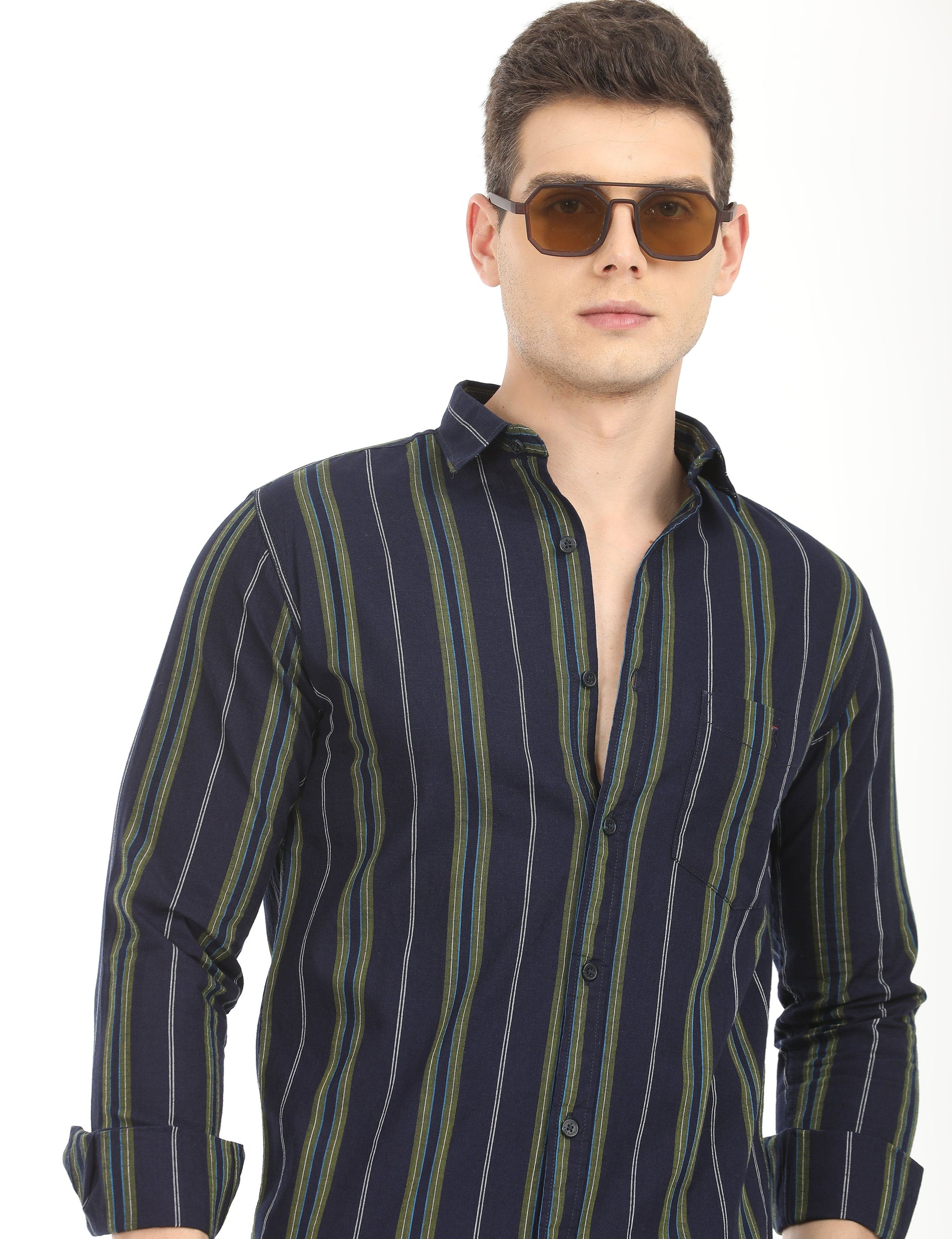 Men's Slim Fit Stripes Full Sleeves Casual Shirt