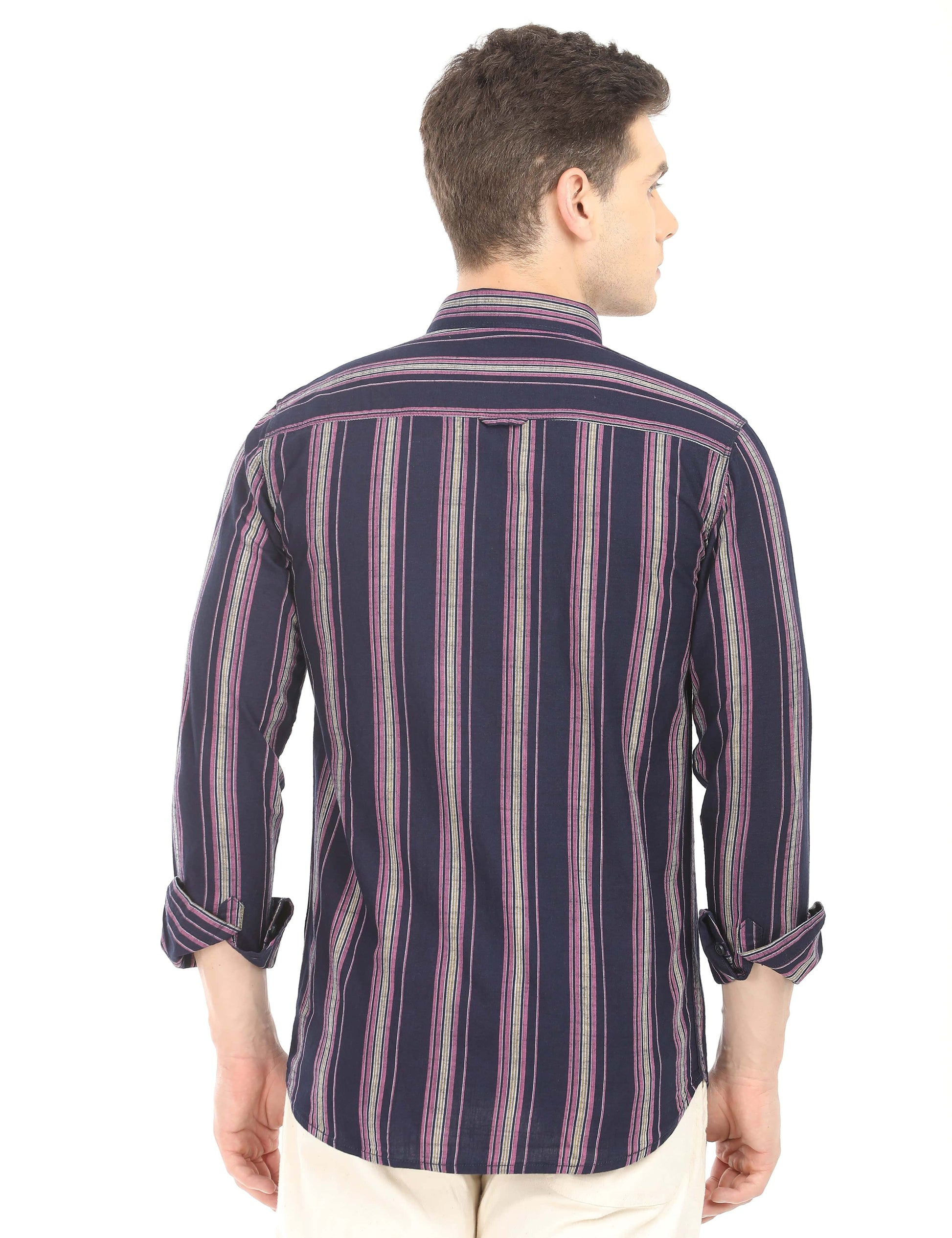 Men's Slim Fit Stripes Full Sleeves Casual Shirt