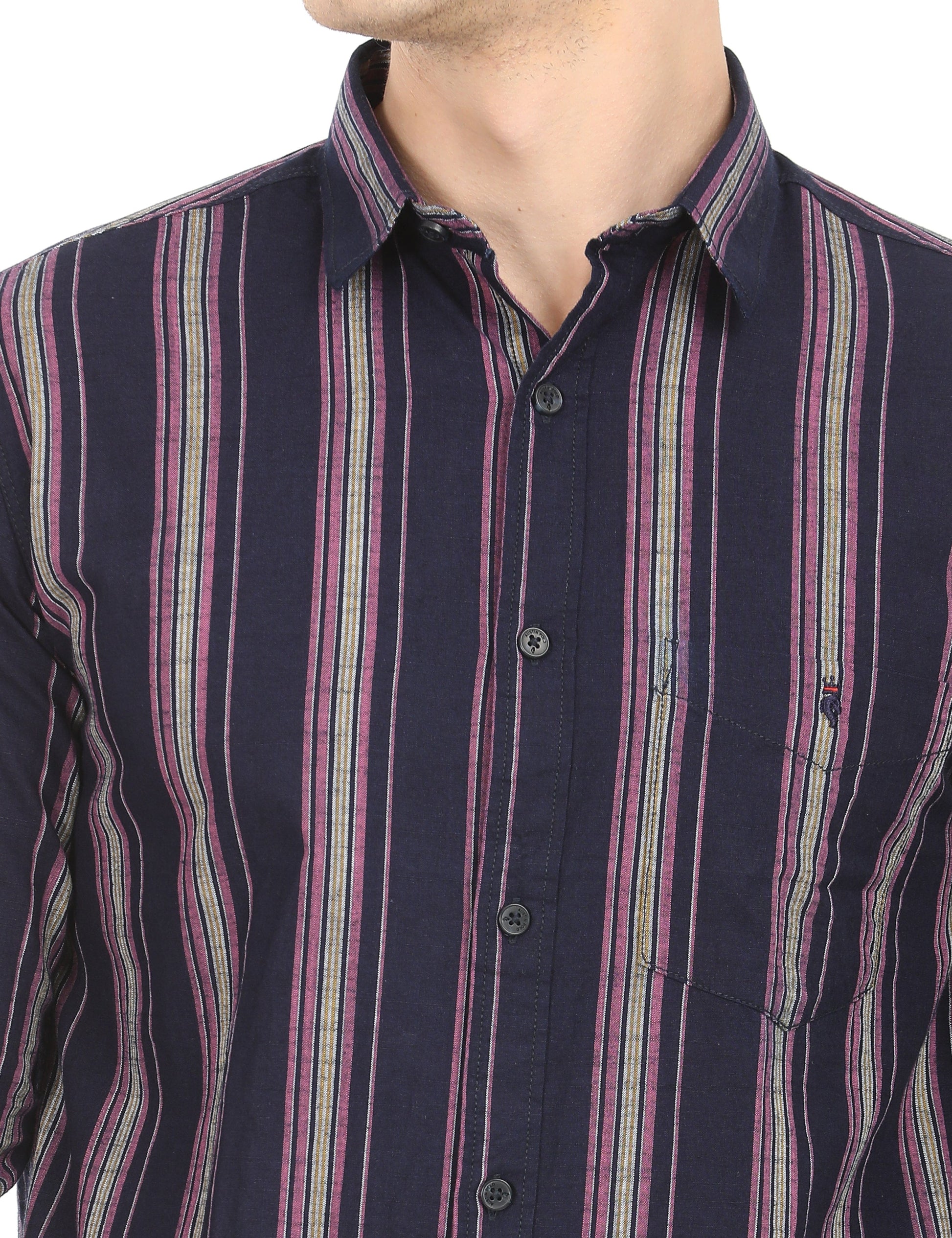 Men's Slim Fit Stripes Full Sleeves Casual Shirt