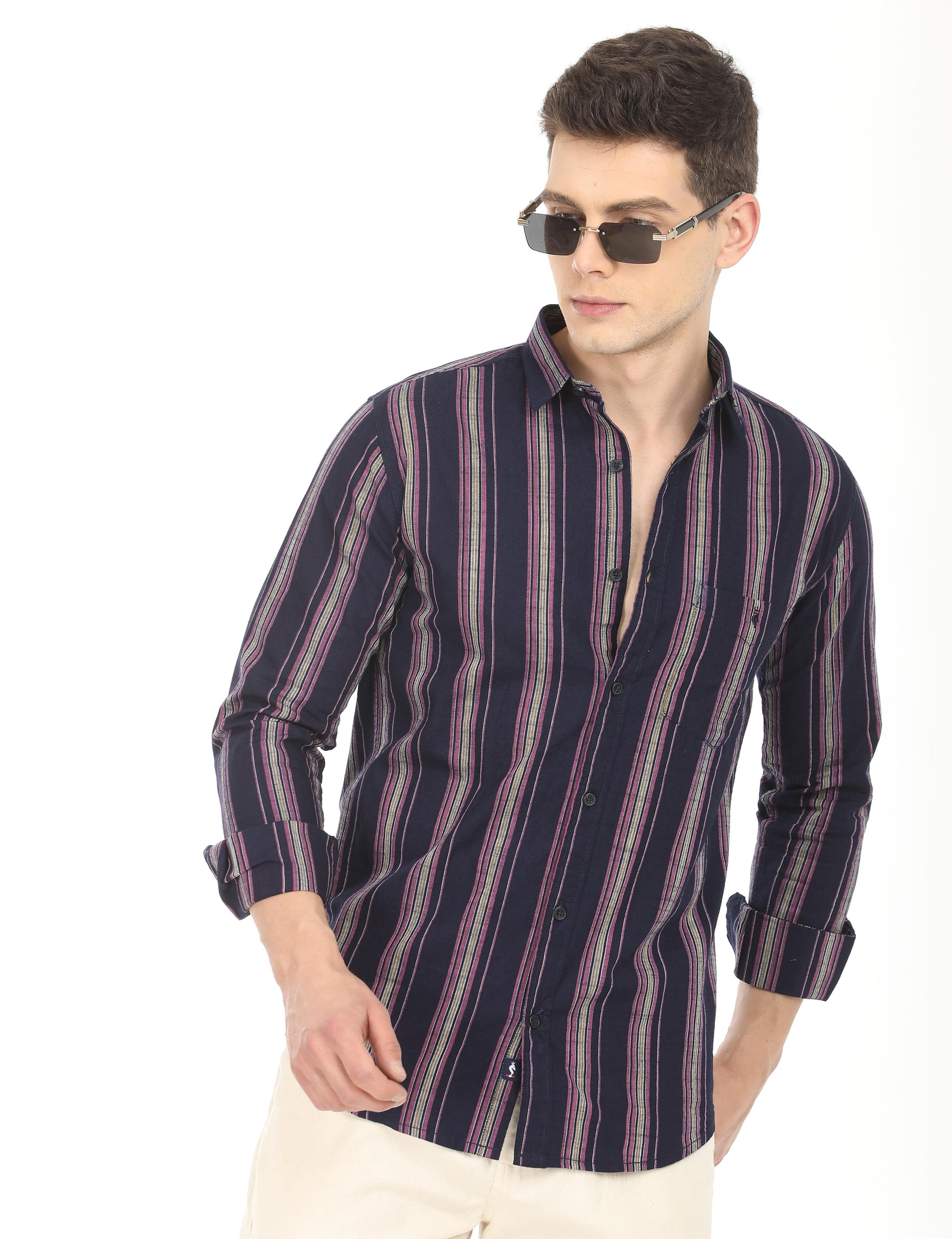Men's Slim Fit Stripes Full Sleeves Casual Shirt