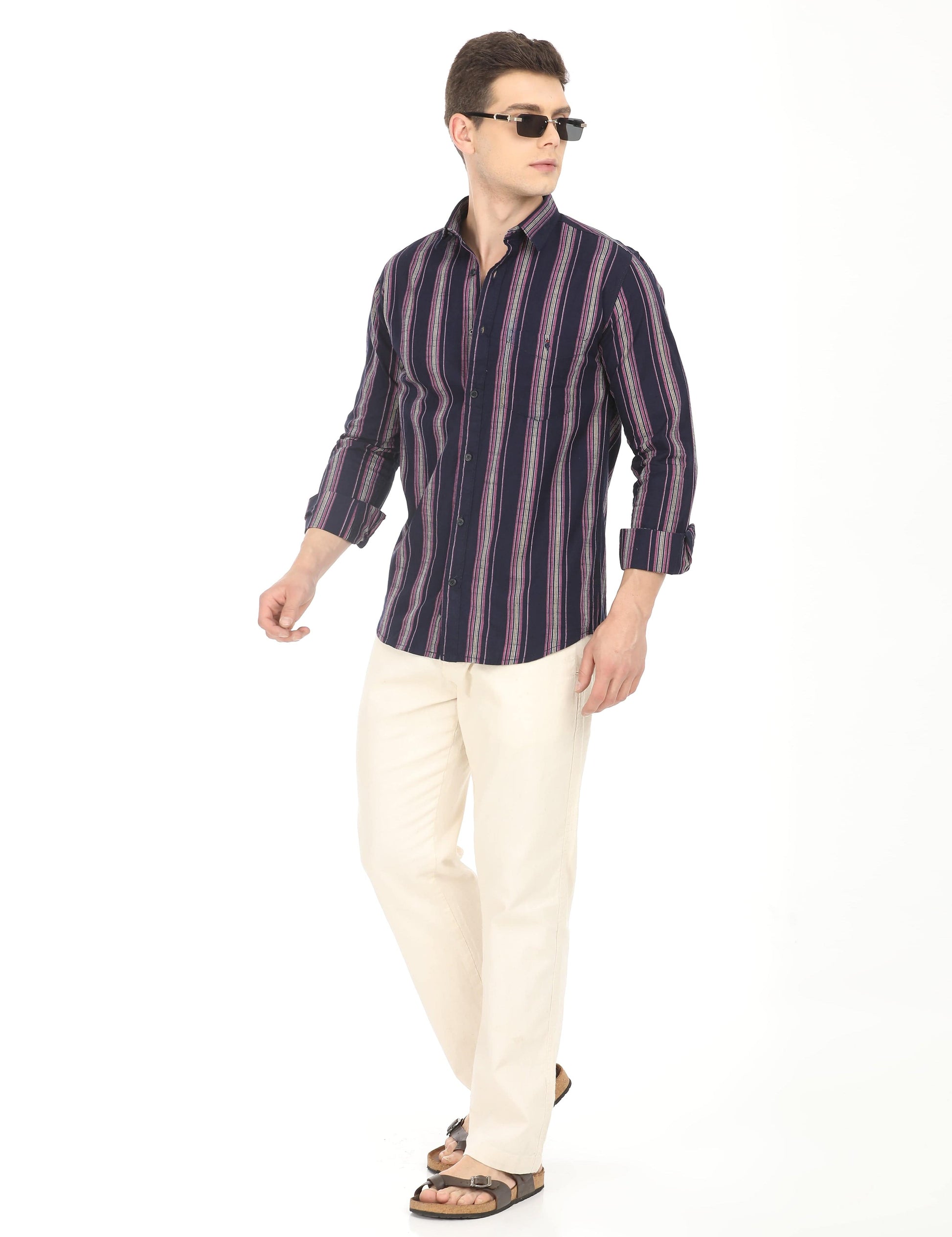 Men's Slim Fit Stripes Full Sleeves Casual Shirt