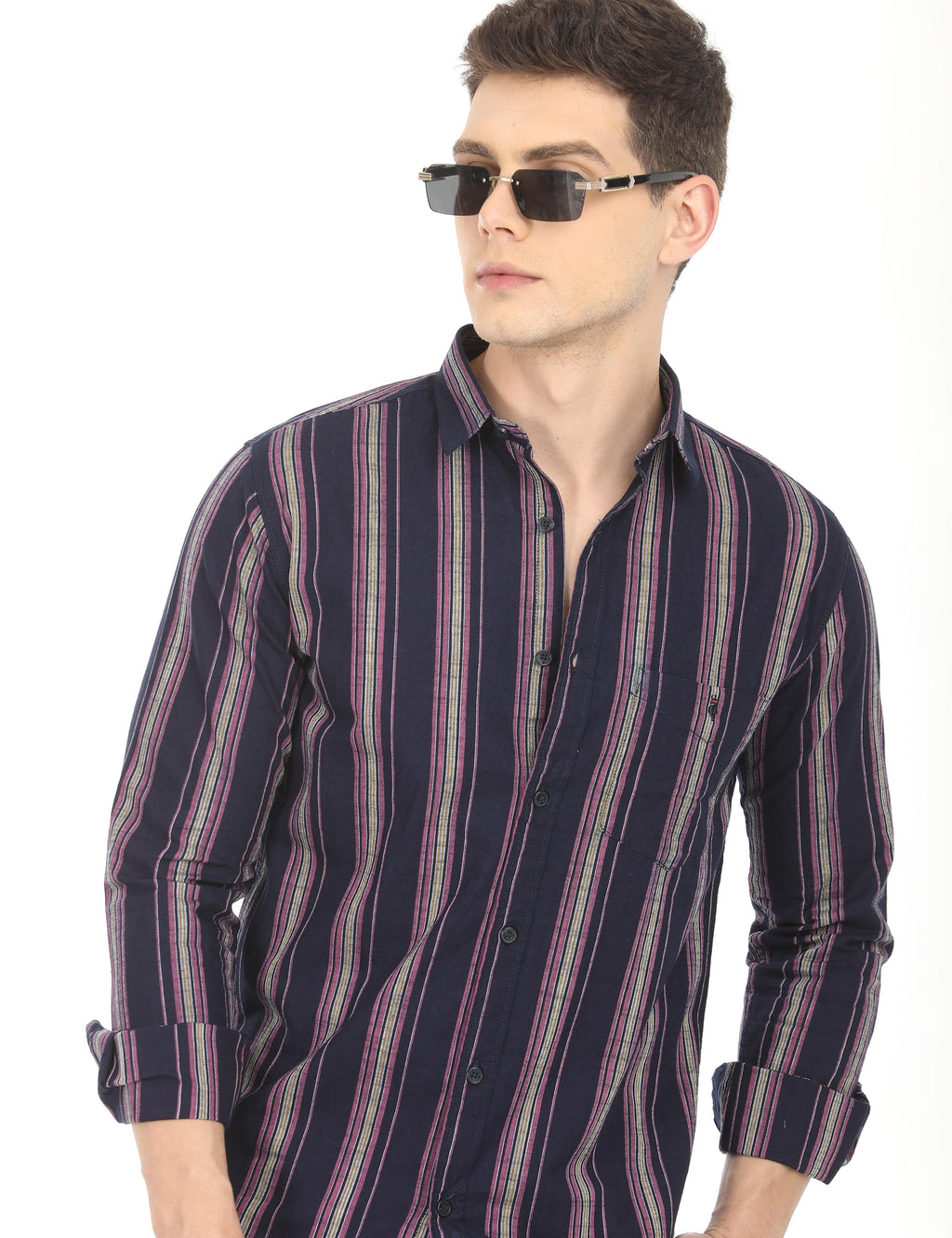 Men's Slim Fit Stripes Full Sleeves Casual Shirt
