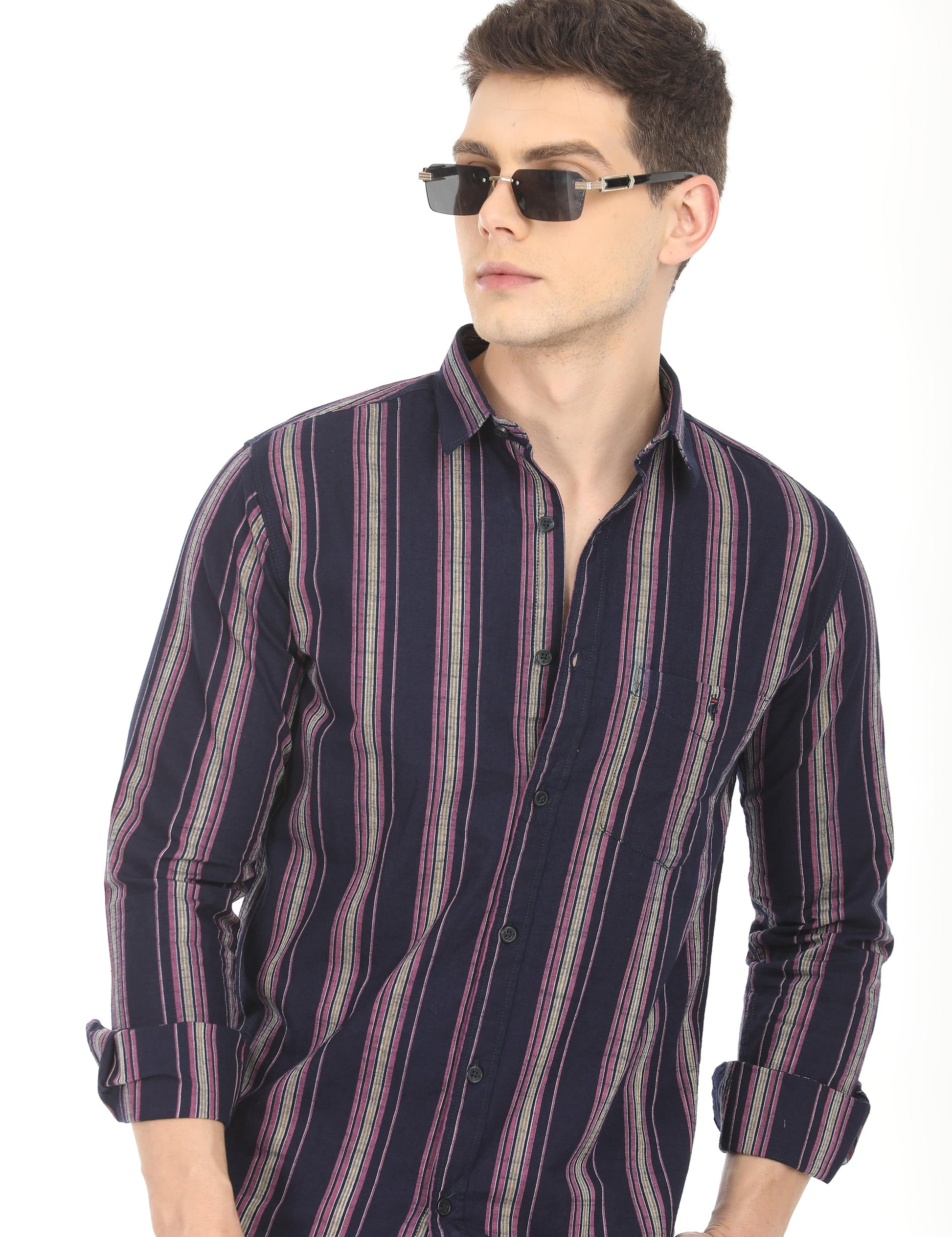 Men's Slim Fit Stripes Full Sleeves Casual Shirt