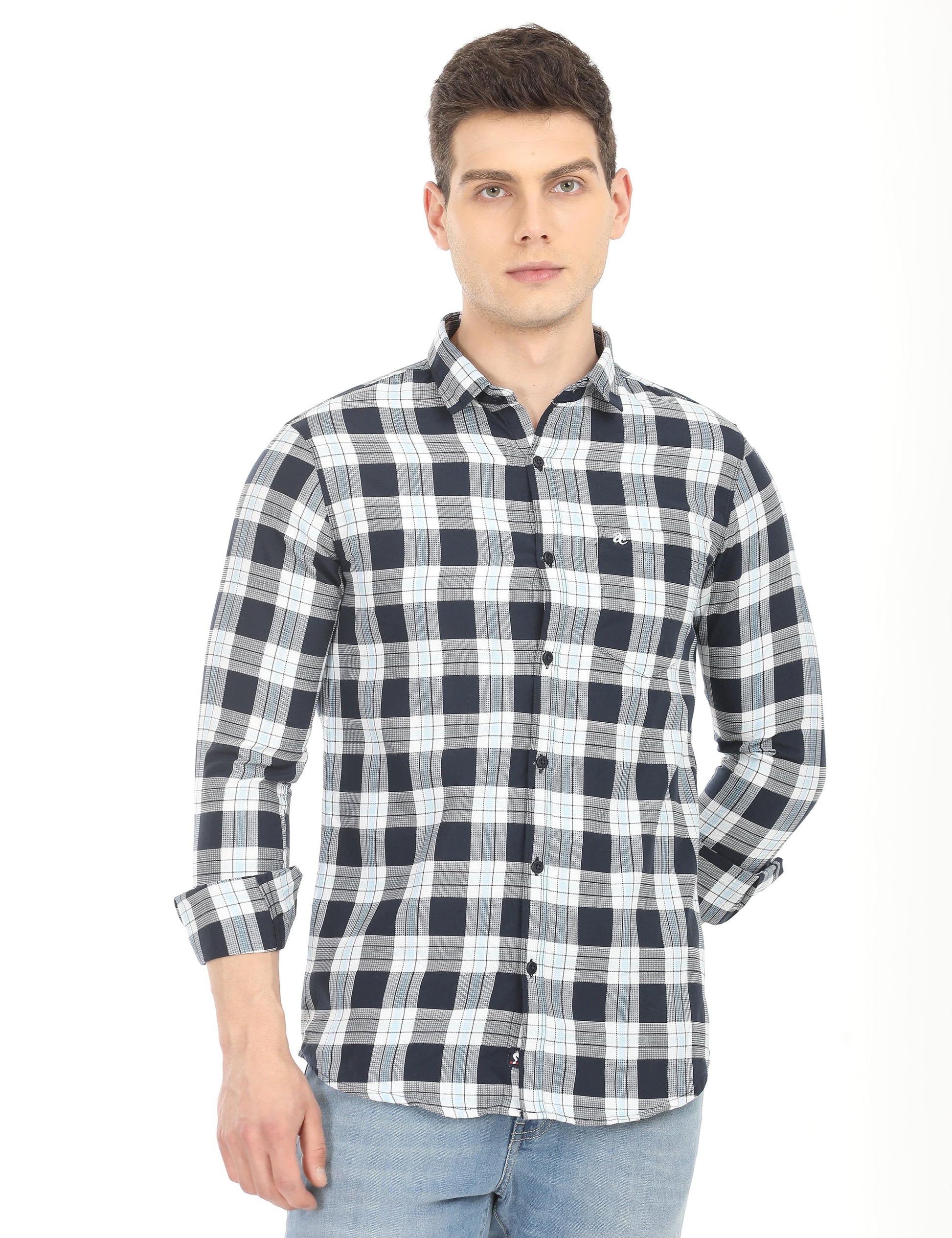 Men's Slim Fit Checks Full Sleeves Casual Shirt