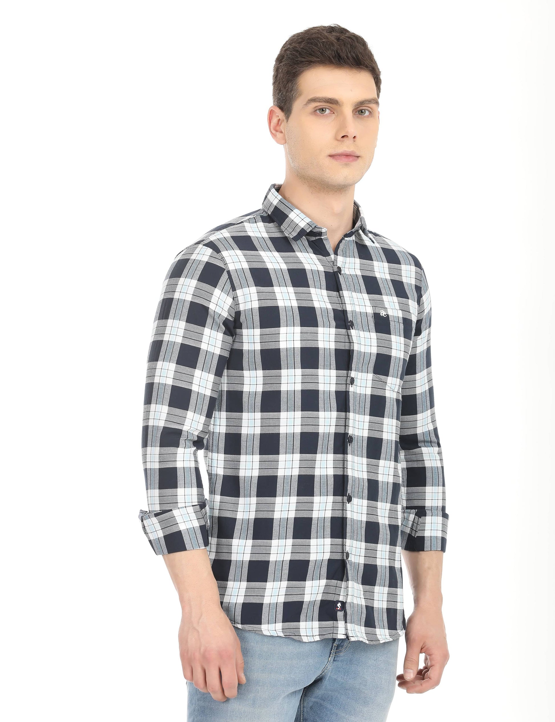 Men's Slim Fit Checks Full Sleeves Casual Shirt