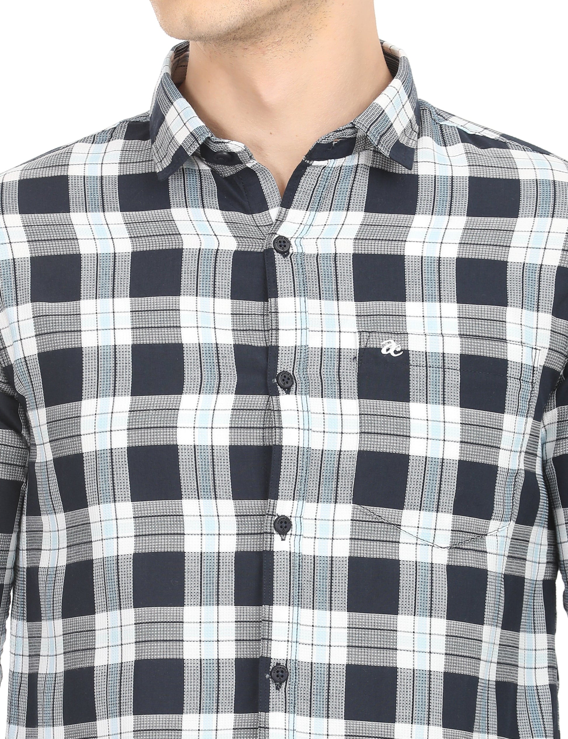 Men's Slim Fit Checks Full Sleeves Casual Shirt