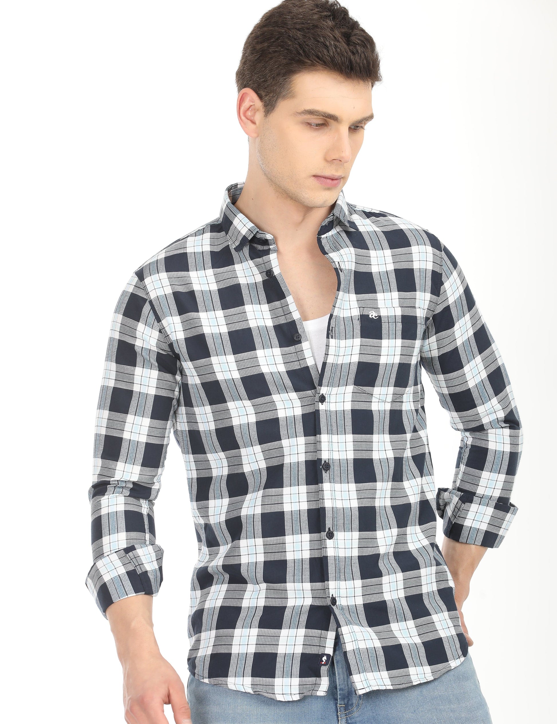 Men's Slim Fit Checks Full Sleeves Casual Shirt